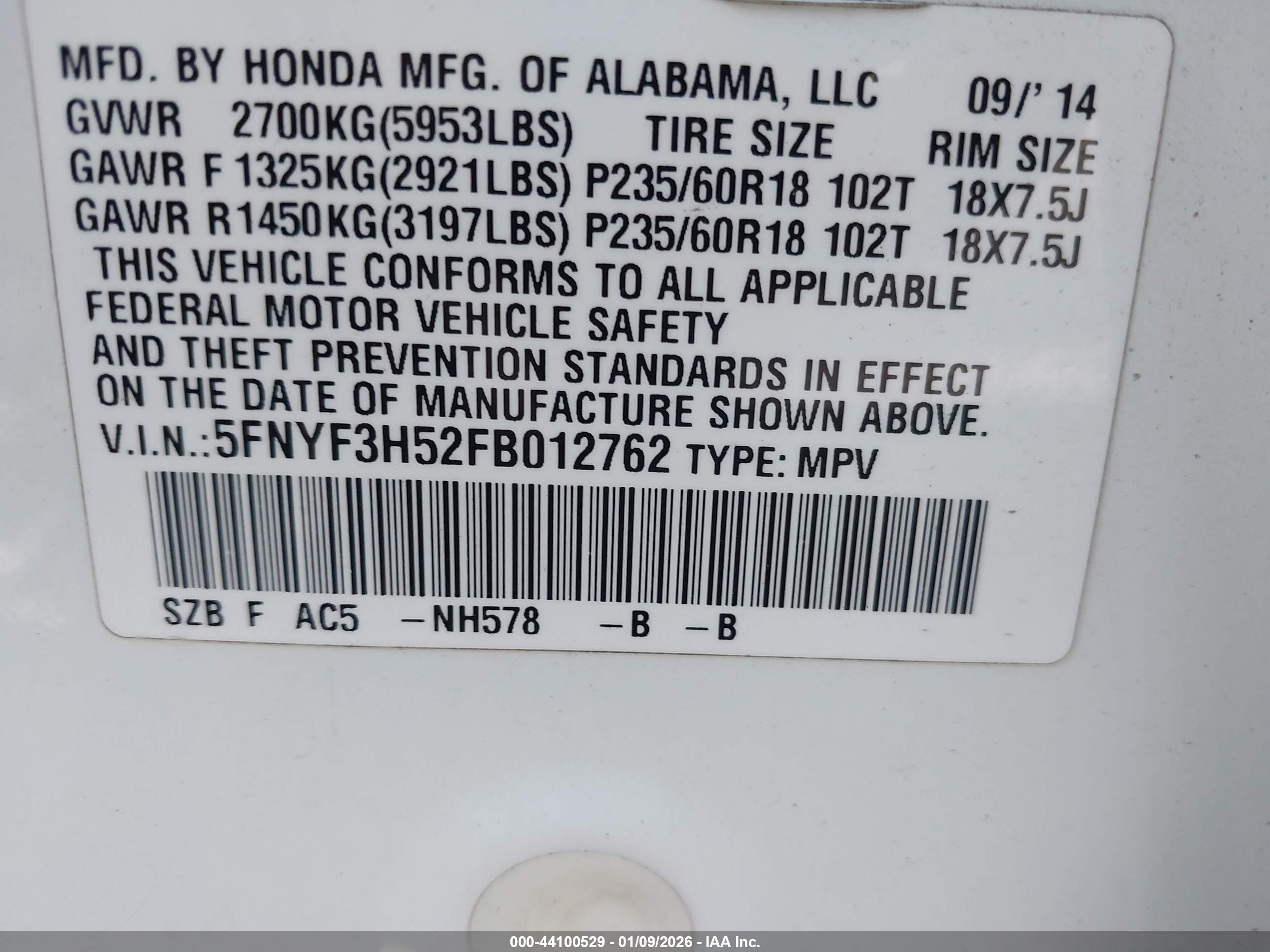 HONDA PILOT image 9