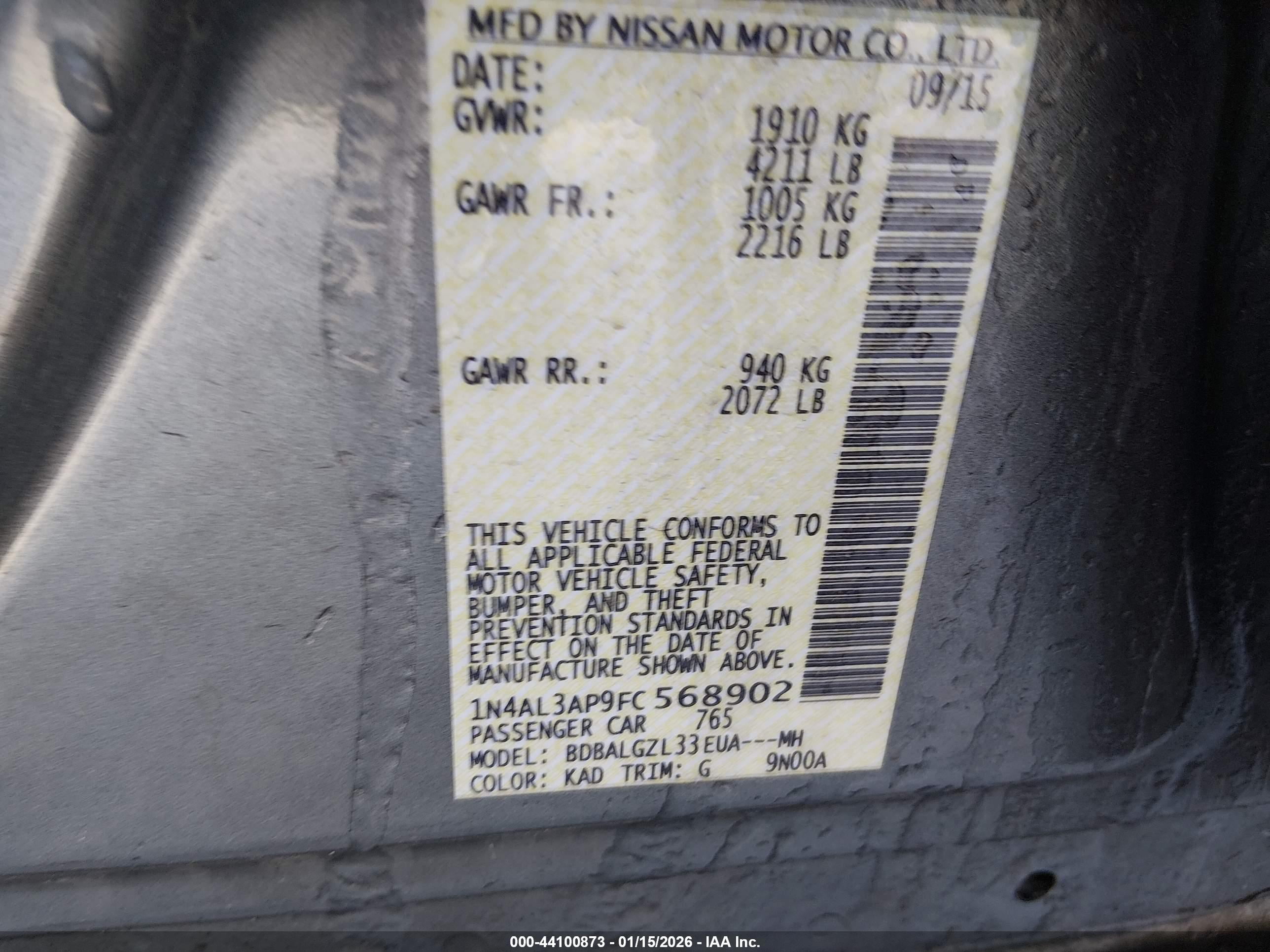NISSAN ALTIMA image 9