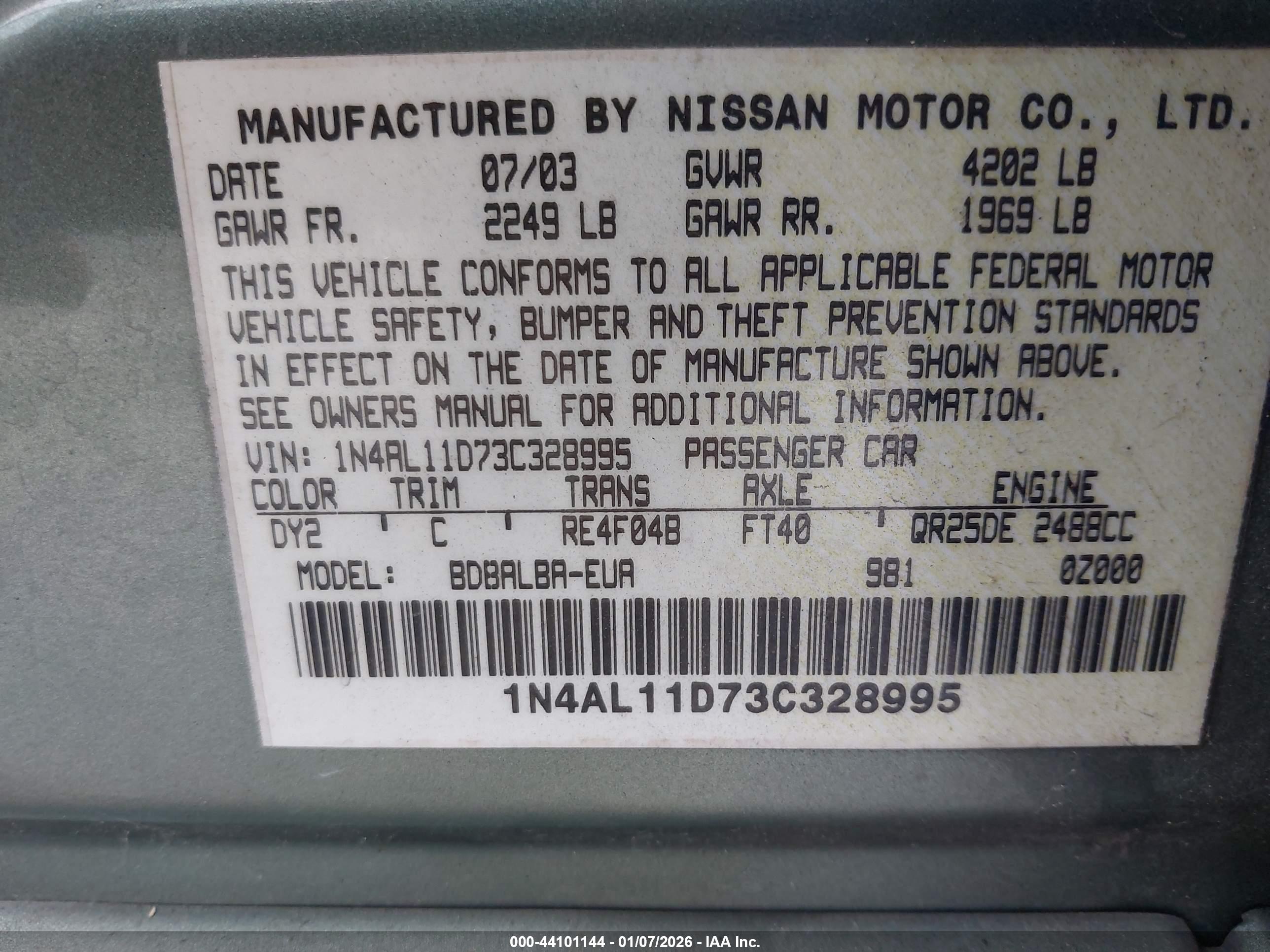 NISSAN ALTIMA image 9