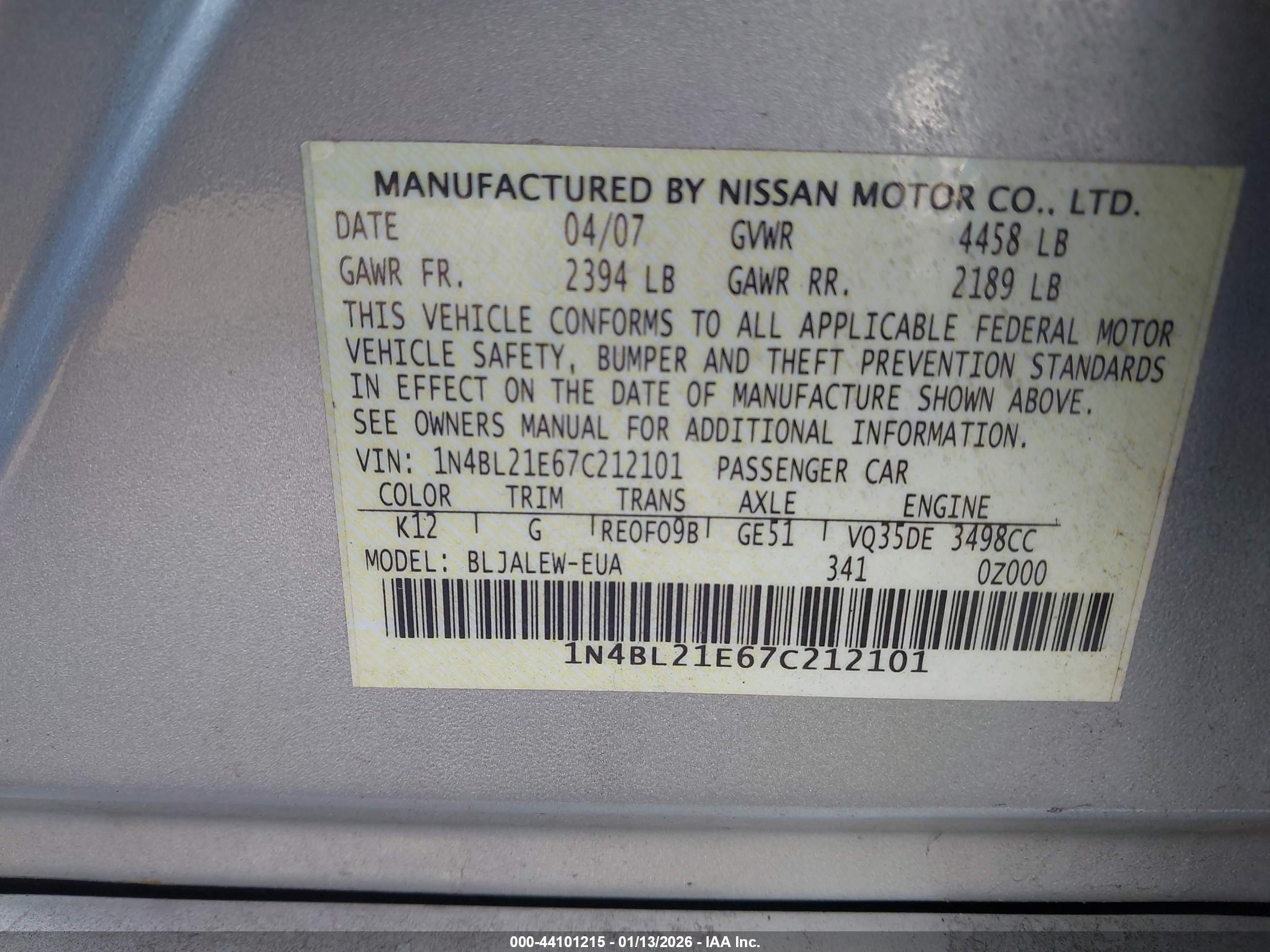 NISSAN ALTIMA image 9