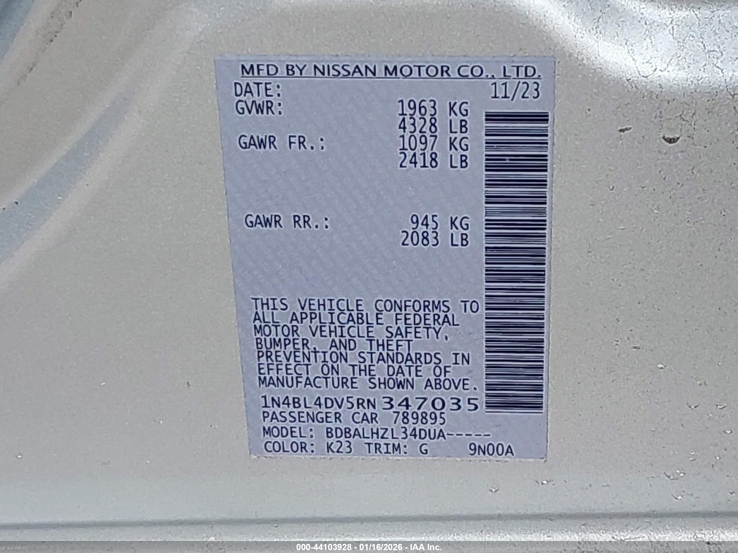 NISSAN ALTIMA image 9