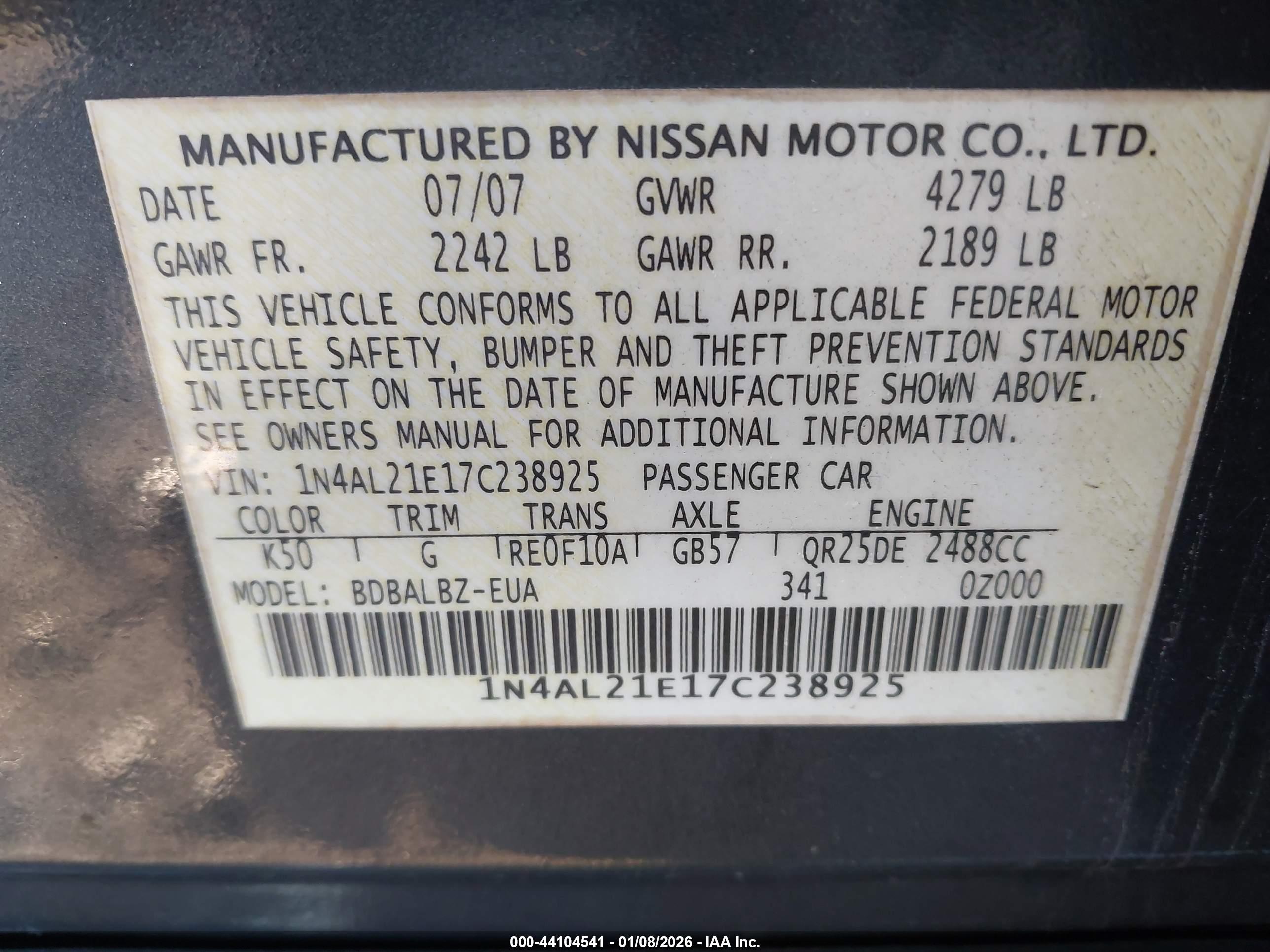 NISSAN ALTIMA image 9