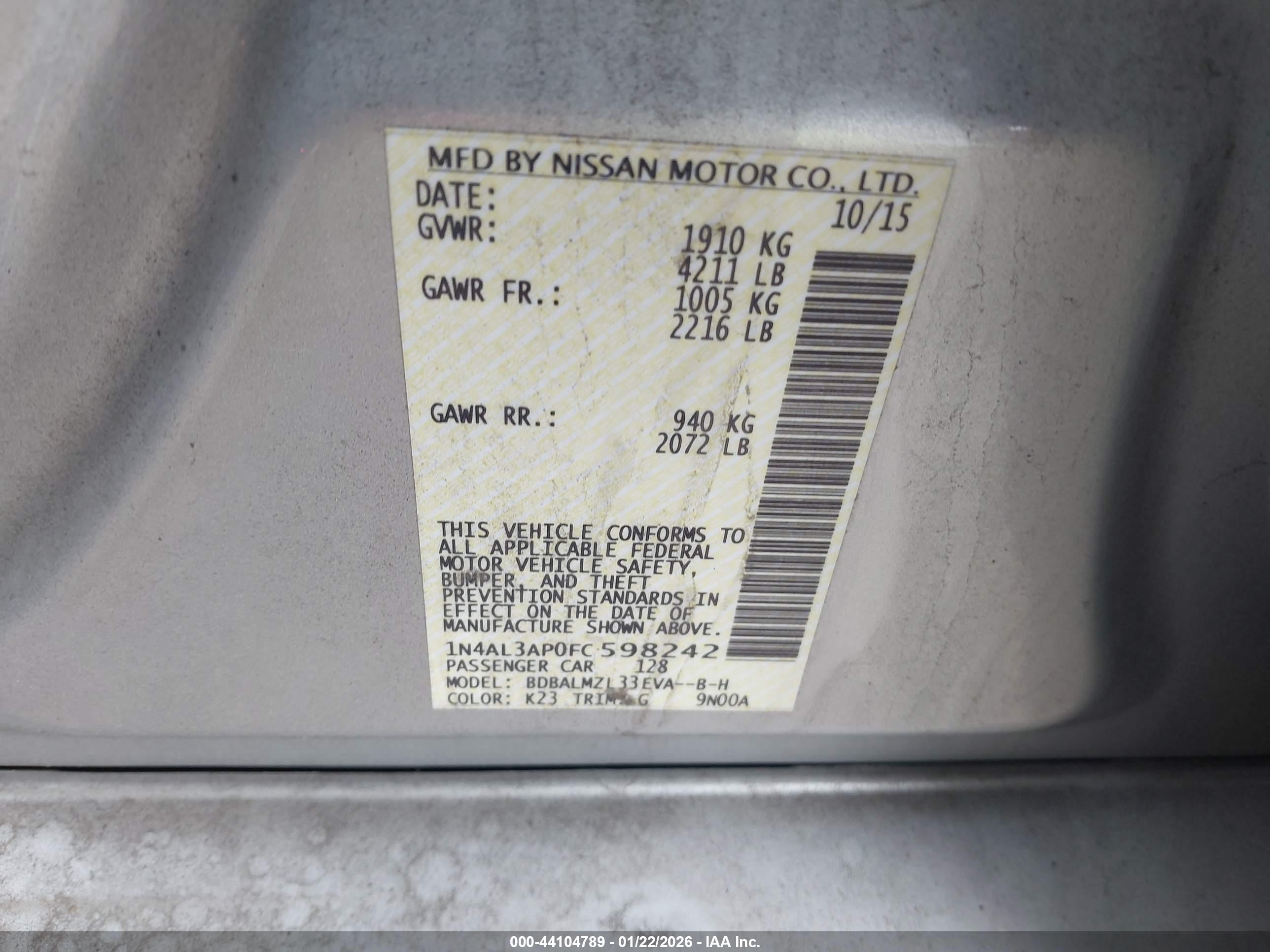 NISSAN ALTIMA image 9