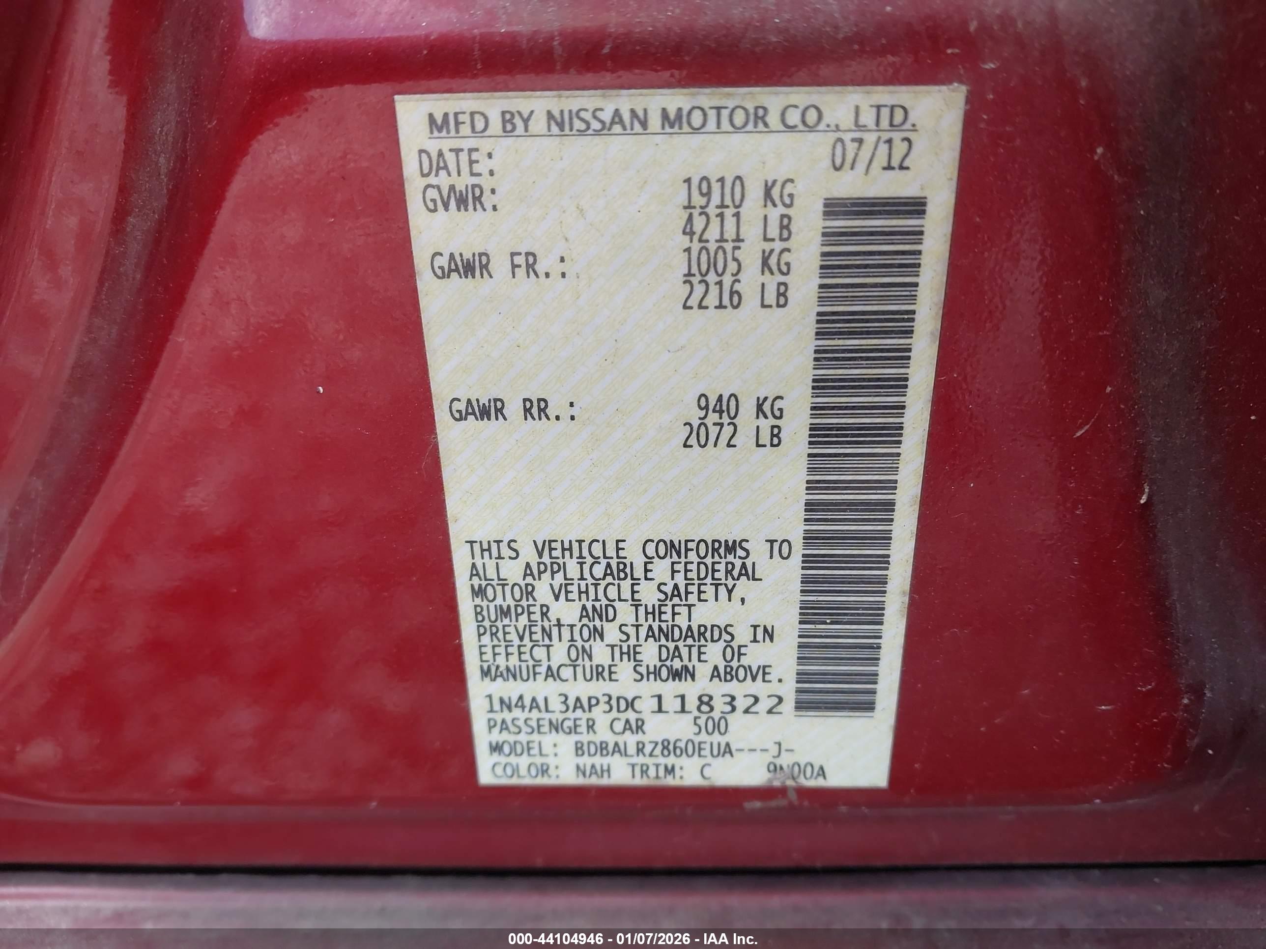 NISSAN ALTIMA image 9