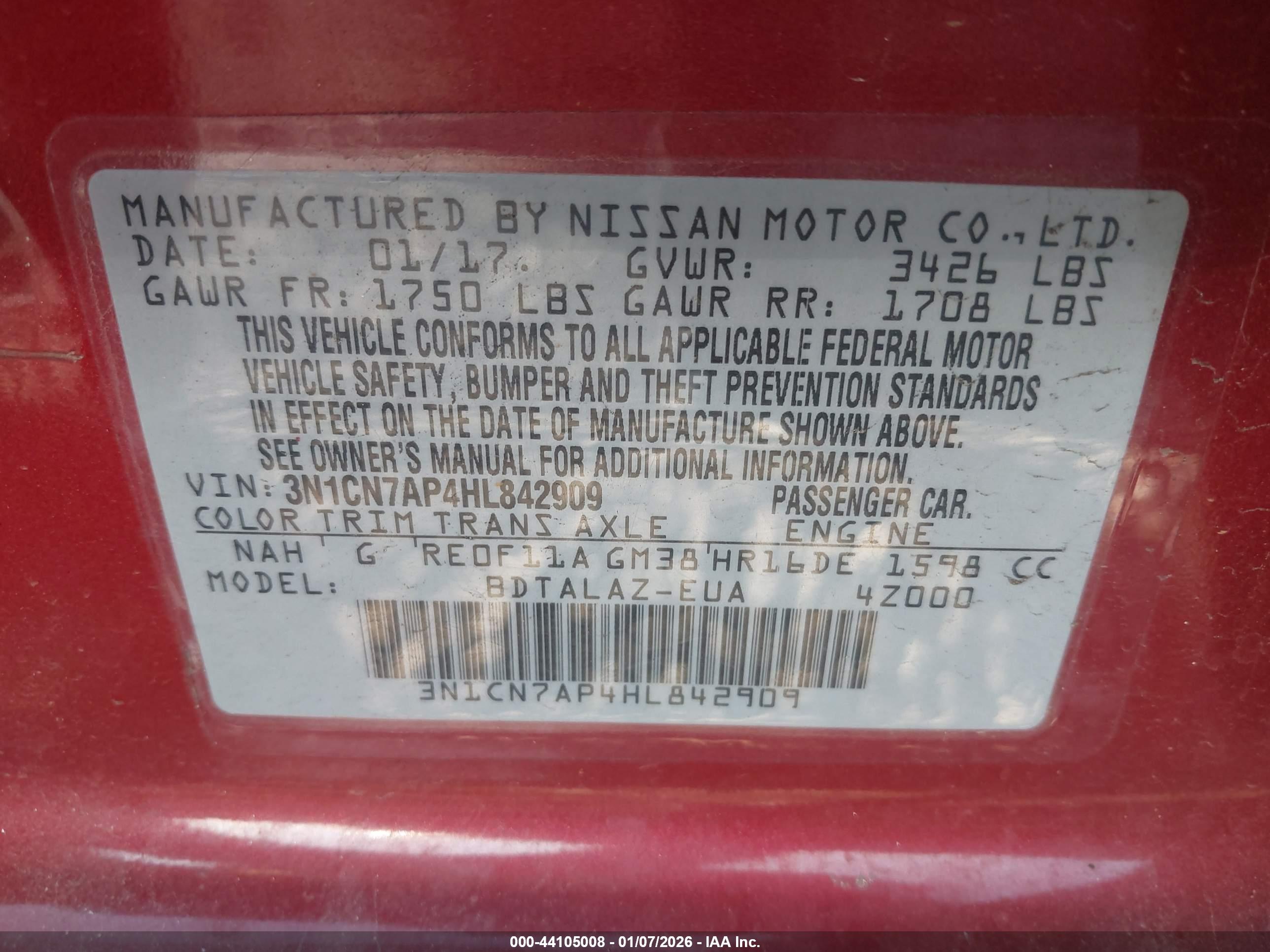 NISSAN VERSA image 9