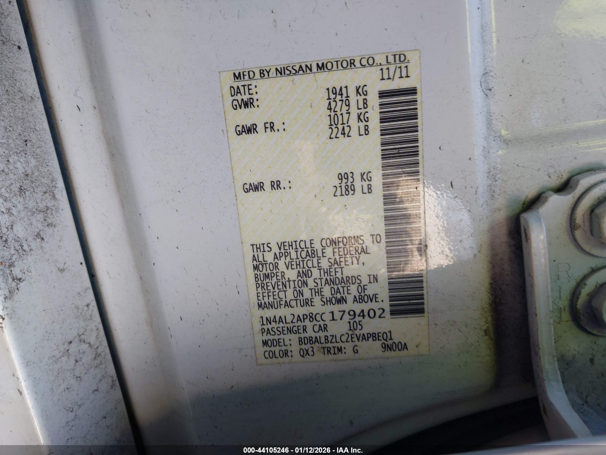 NISSAN ALTIMA image 9