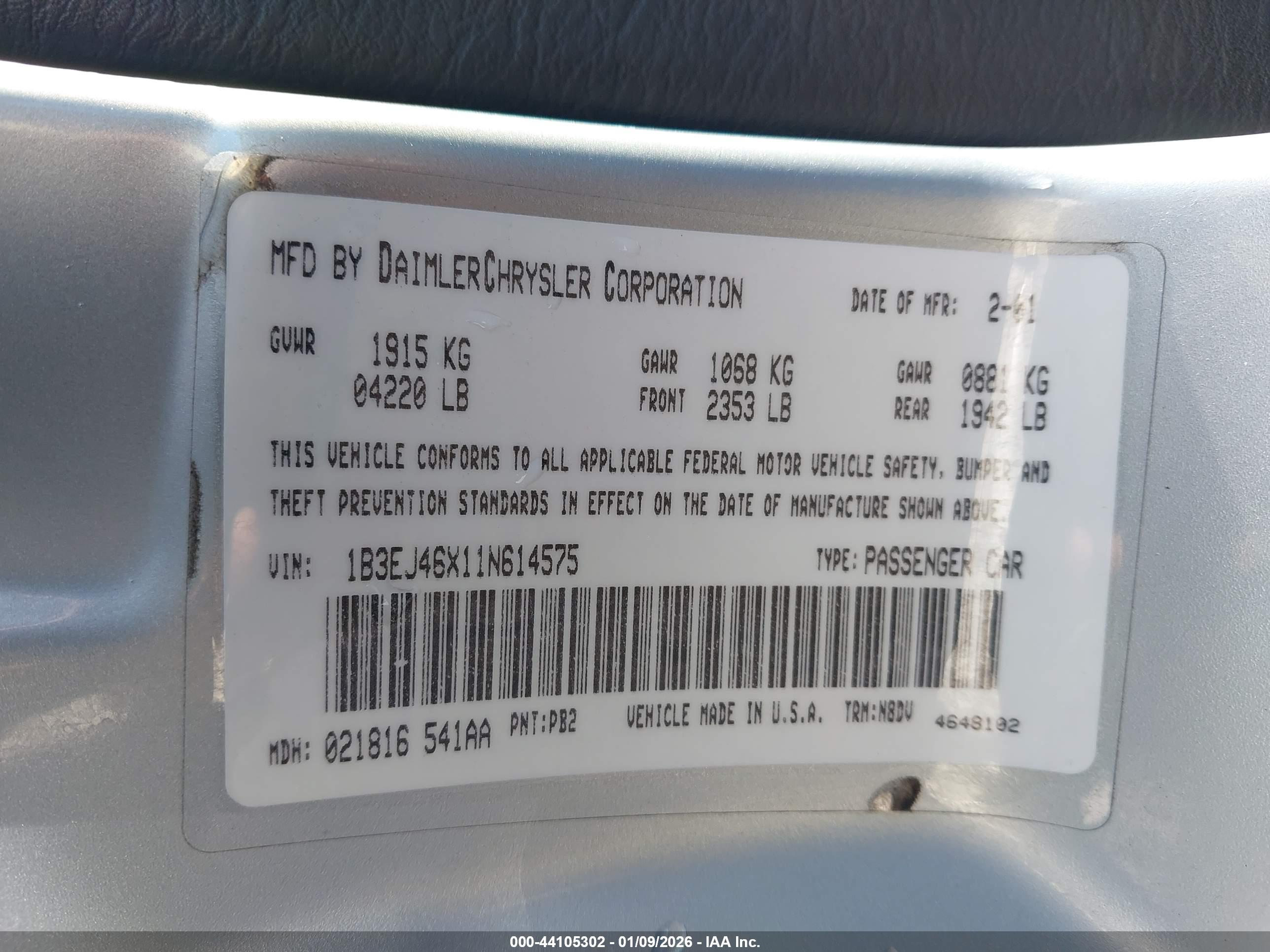 DODGE STRATUS image 9