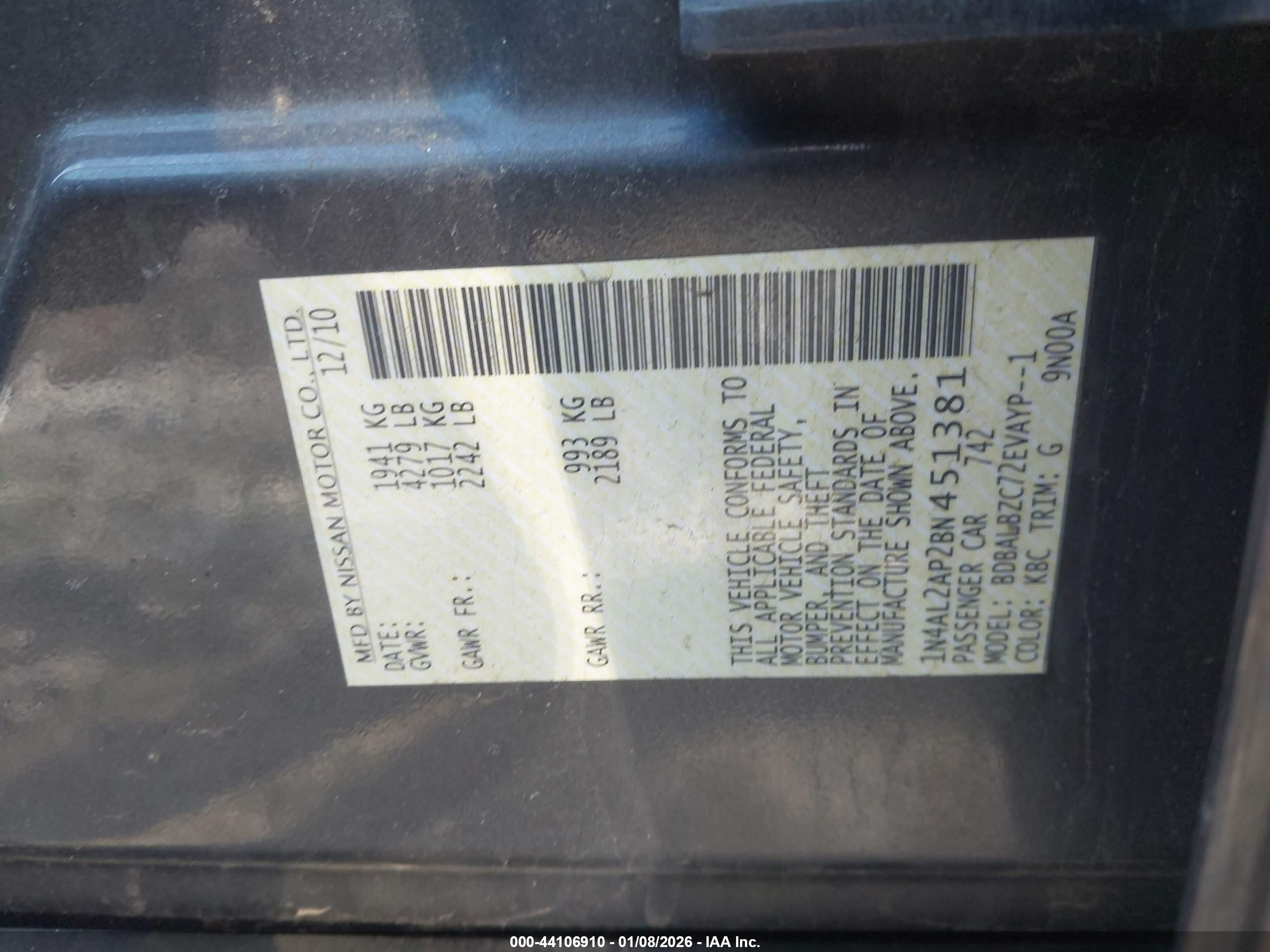 NISSAN ALTIMA image 9