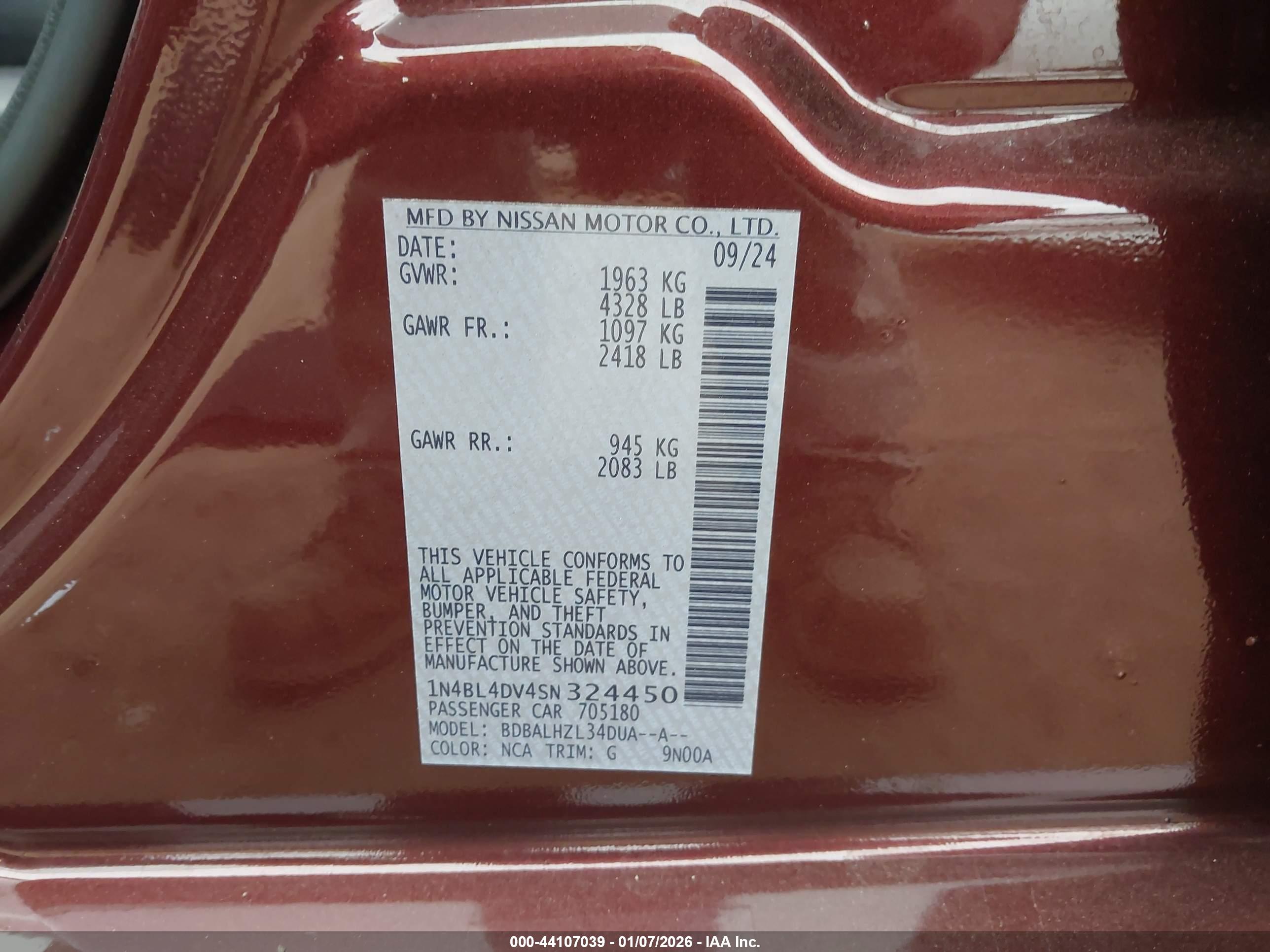 NISSAN ALTIMA image 9