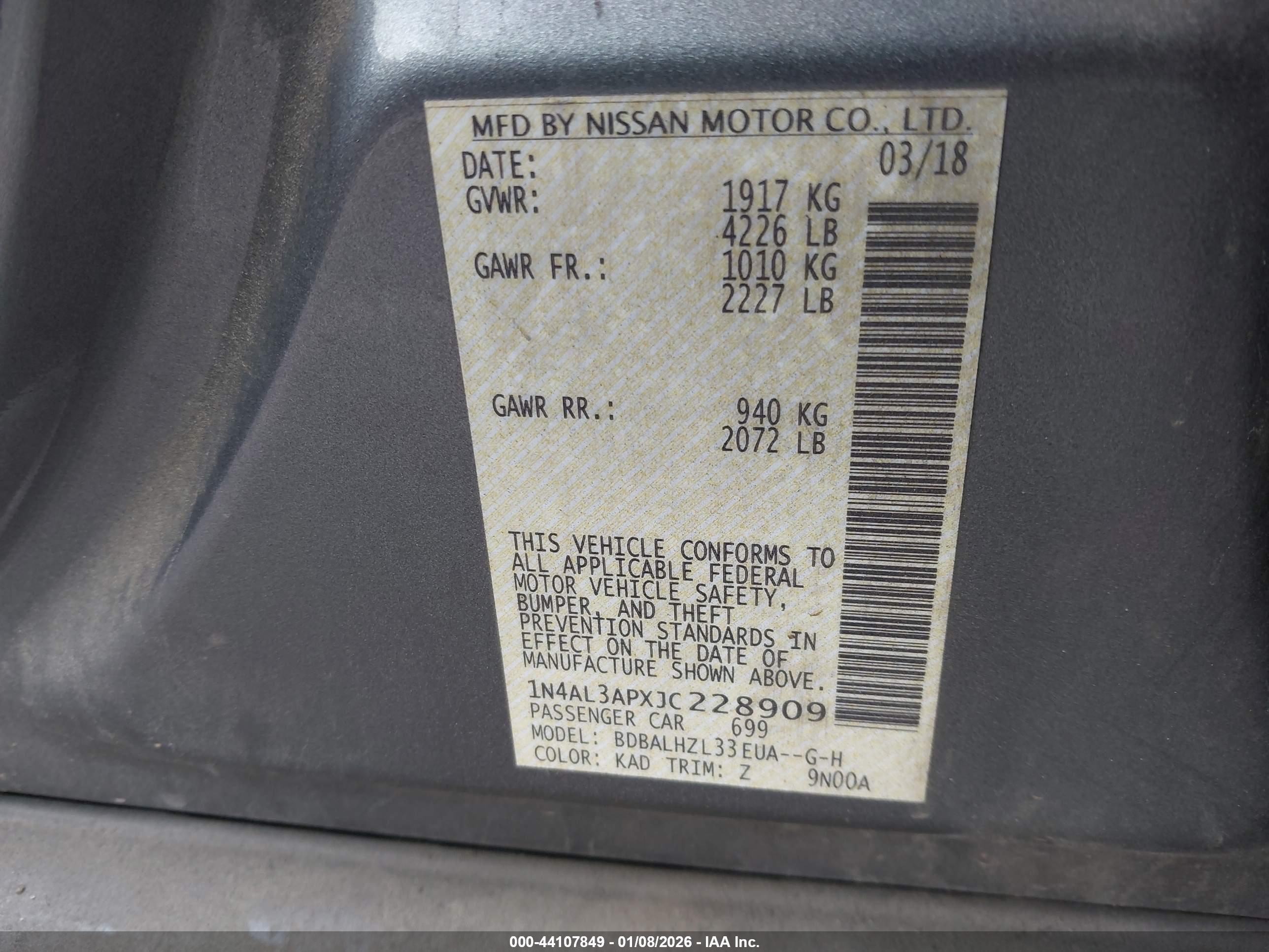 NISSAN ALTIMA image 9
