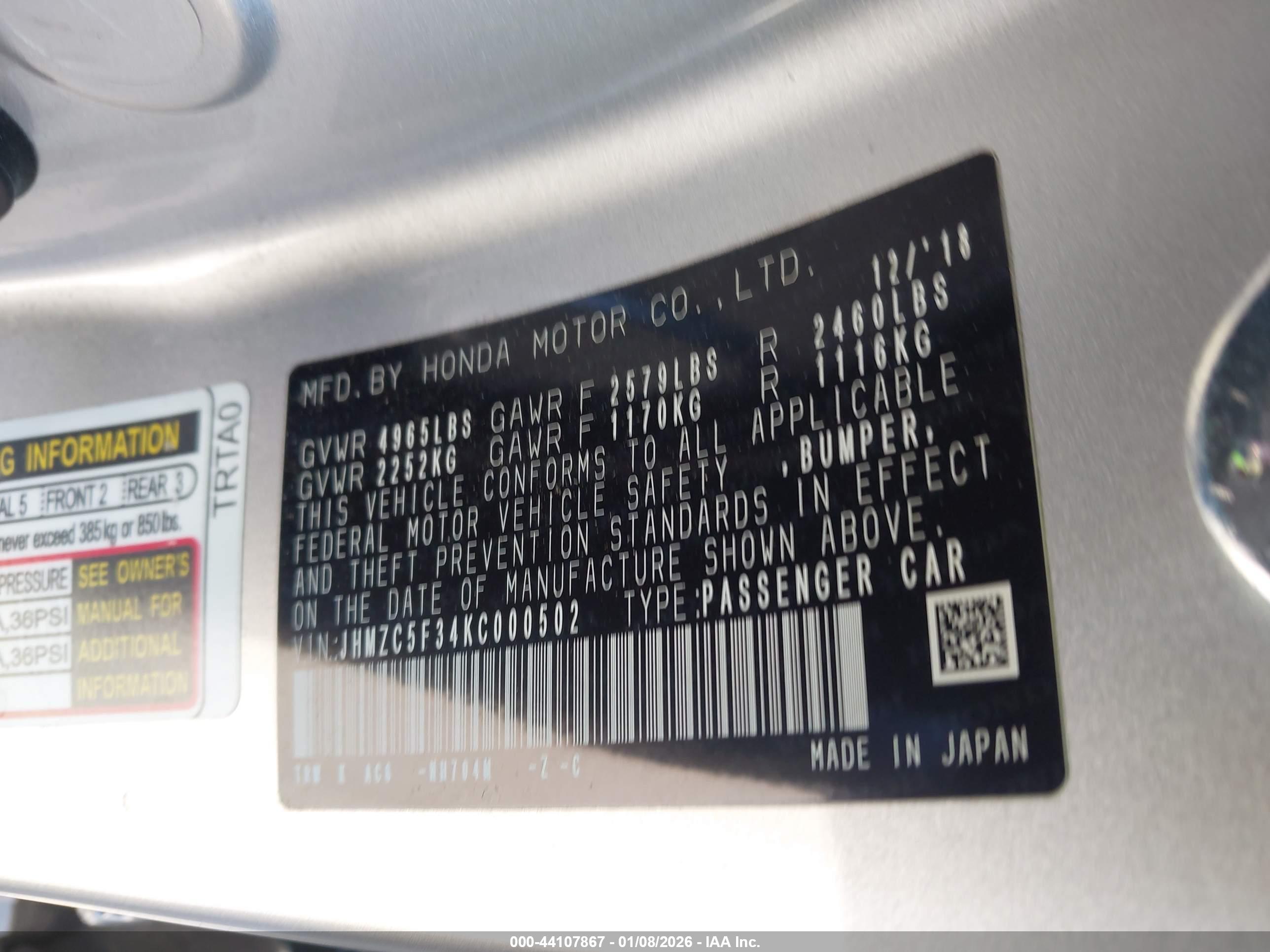 HONDA CLARITY image 9