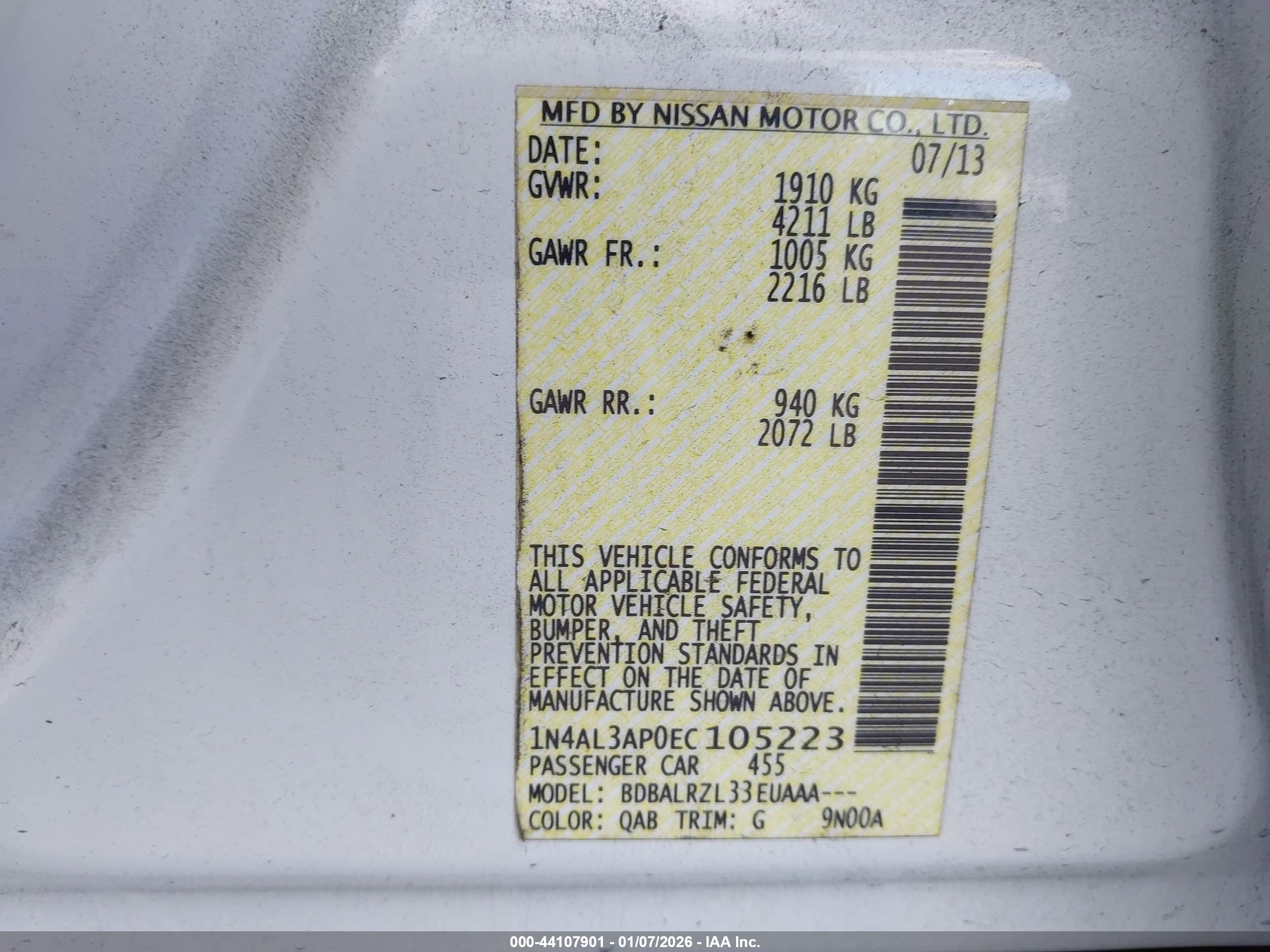 NISSAN ALTIMA image 9