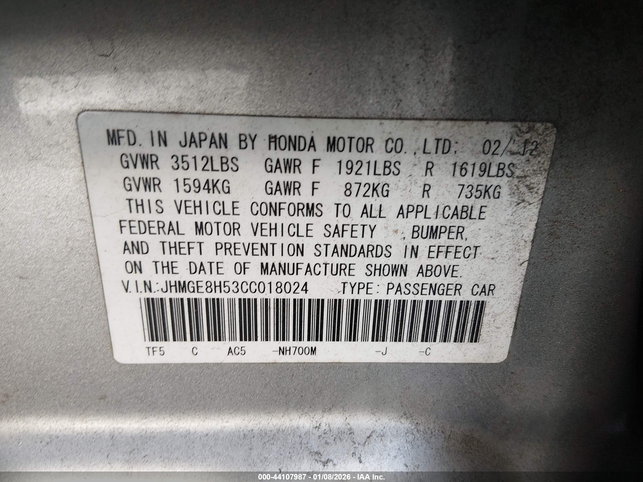 HONDA FIT image 9