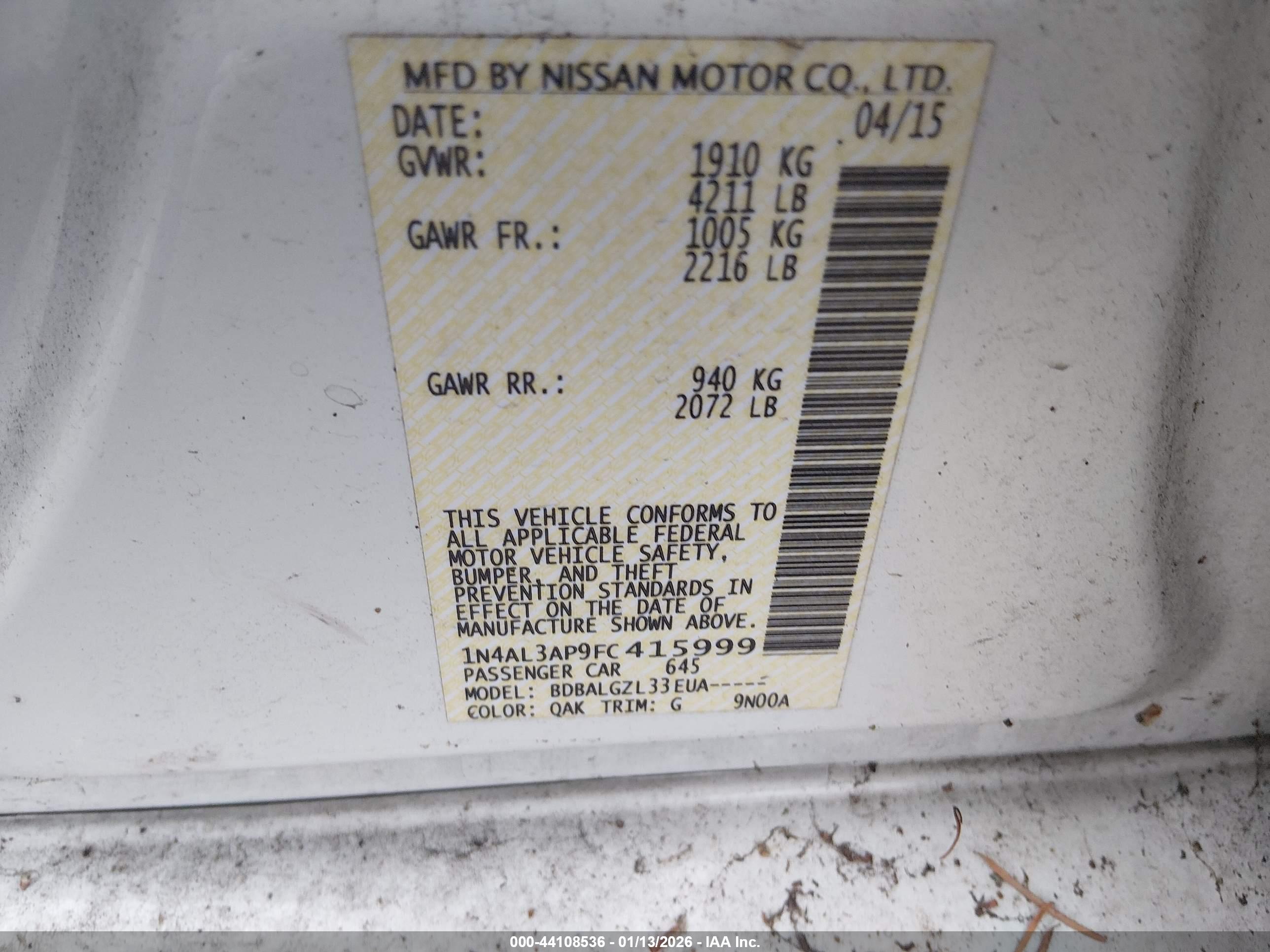 NISSAN ALTIMA image 9
