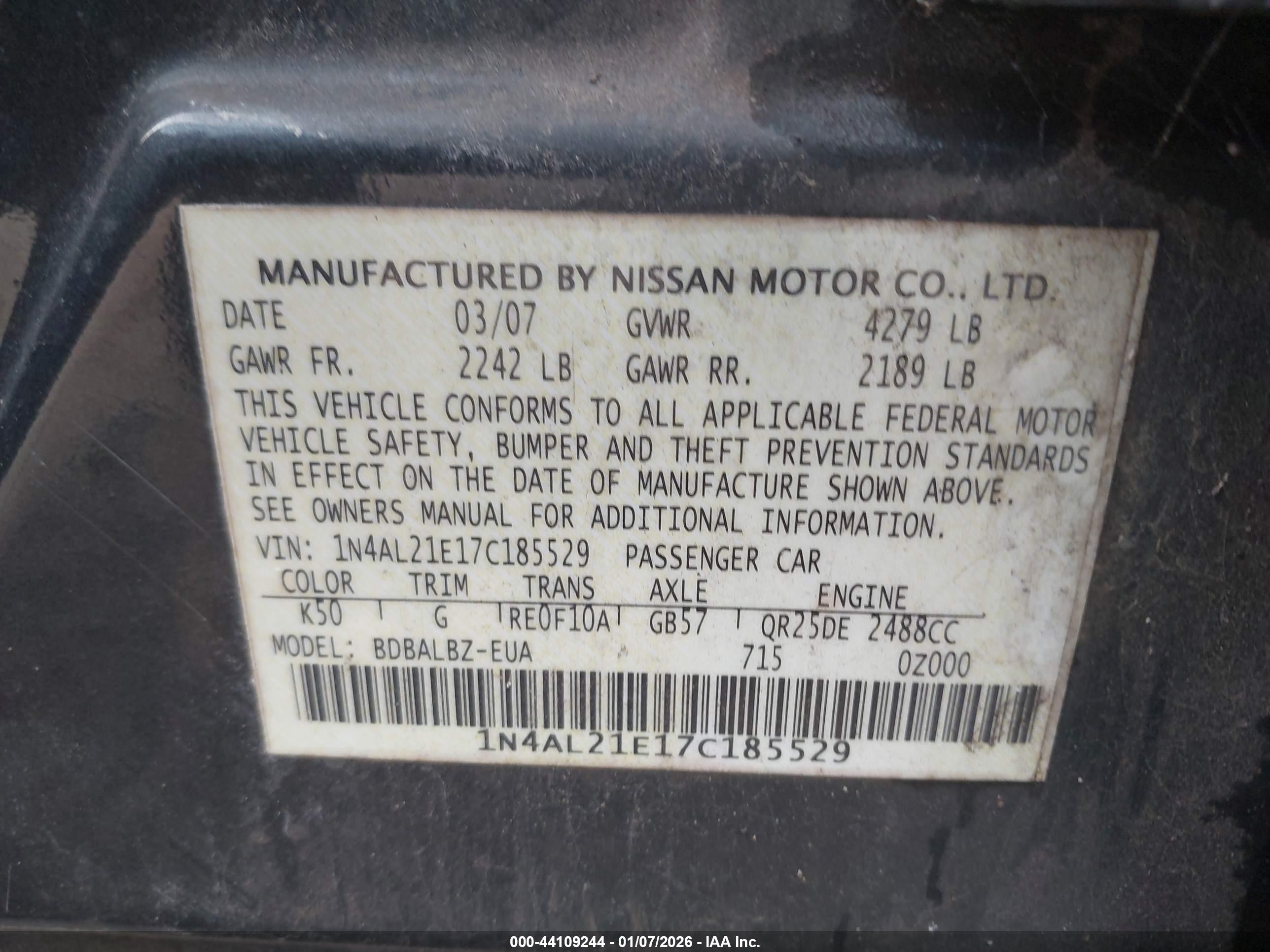 NISSAN ALTIMA image 9