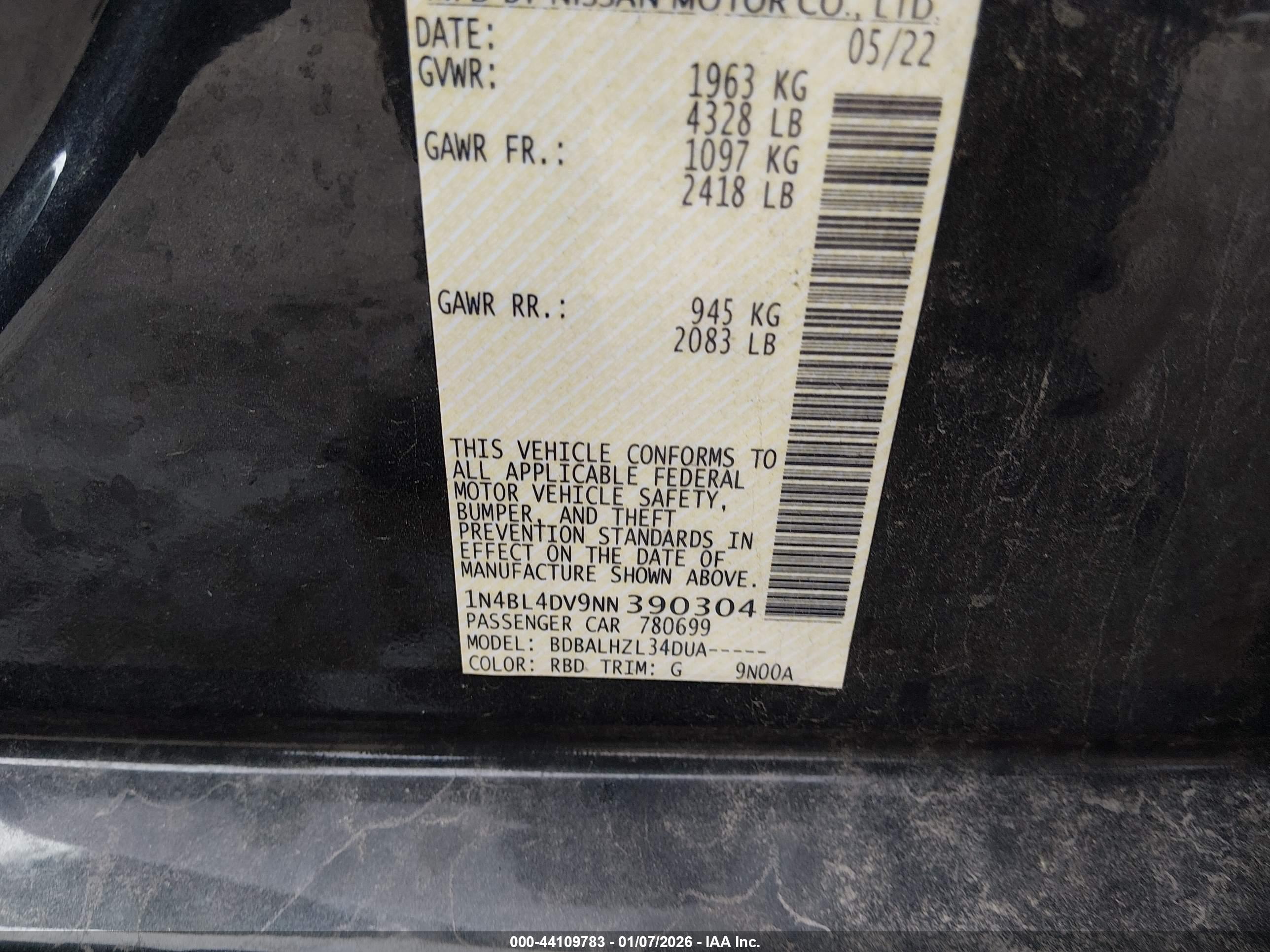 NISSAN ALTIMA image 9