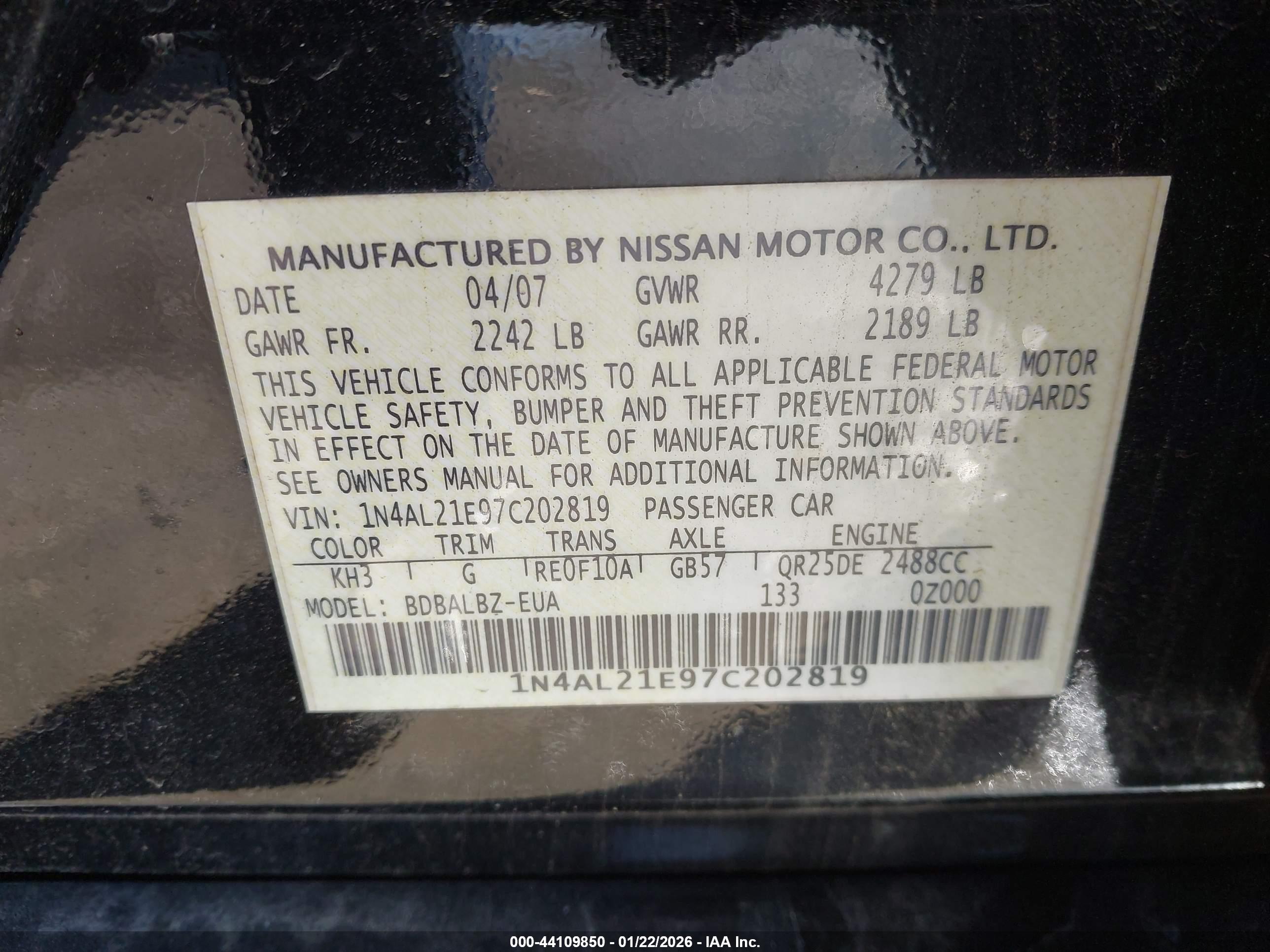 NISSAN ALTIMA image 9