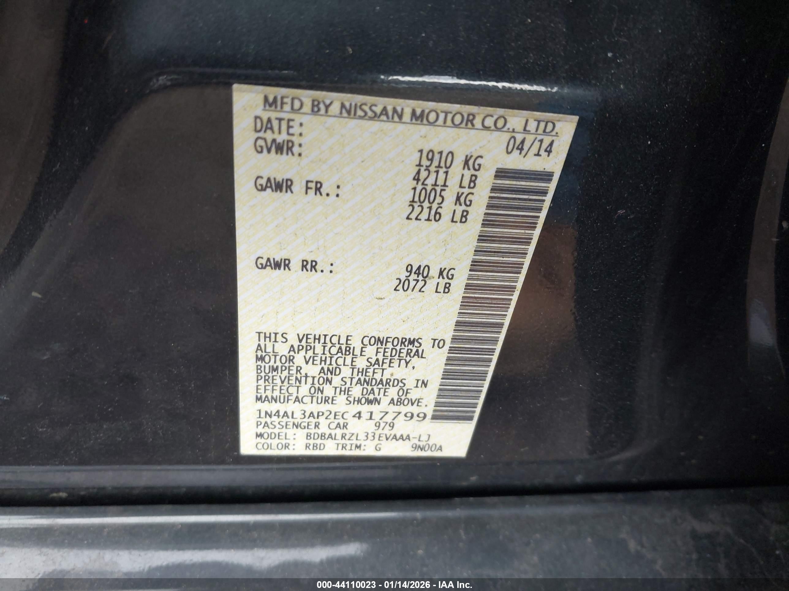 NISSAN ALTIMA image 9