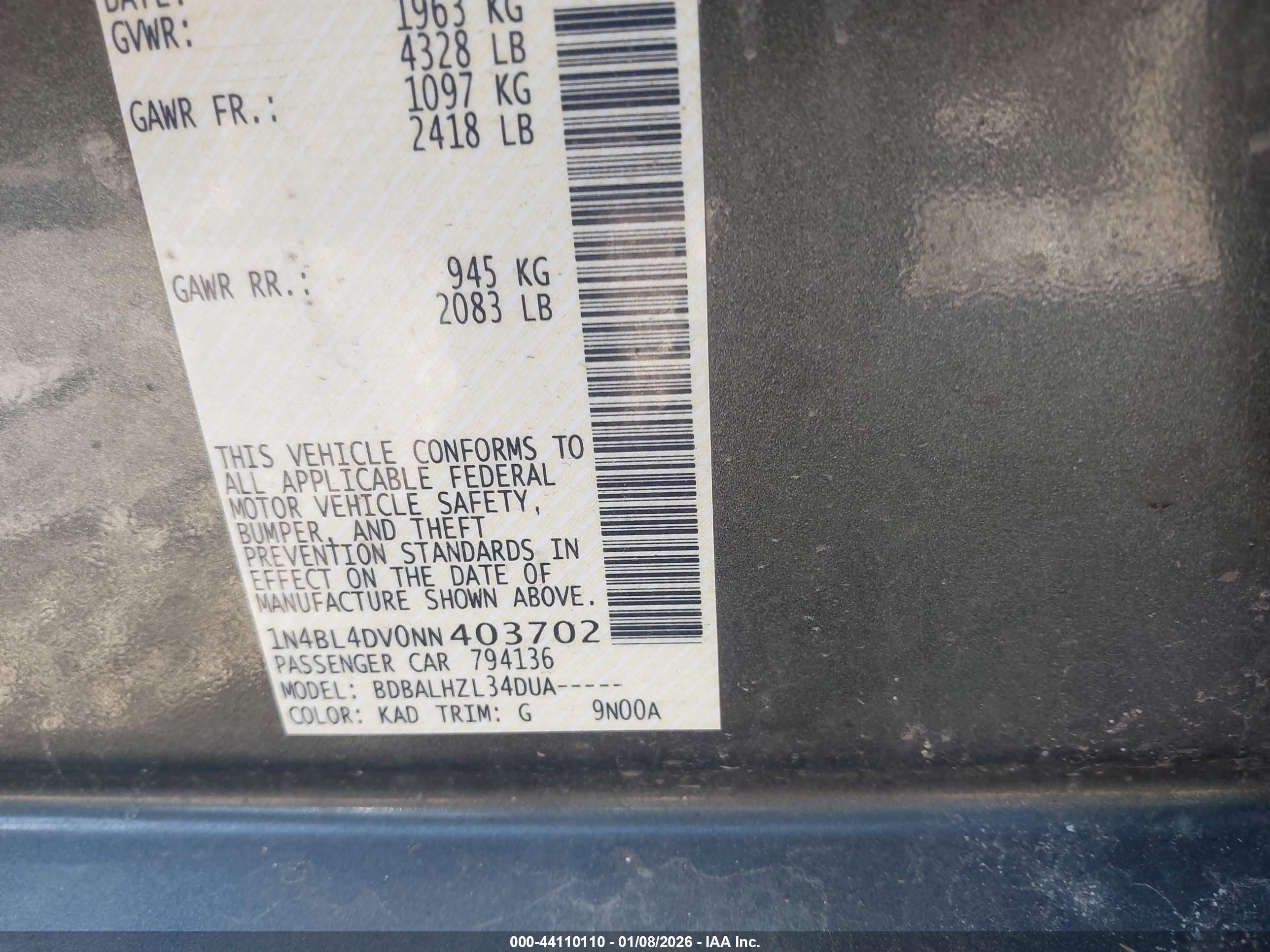 NISSAN ALTIMA image 9