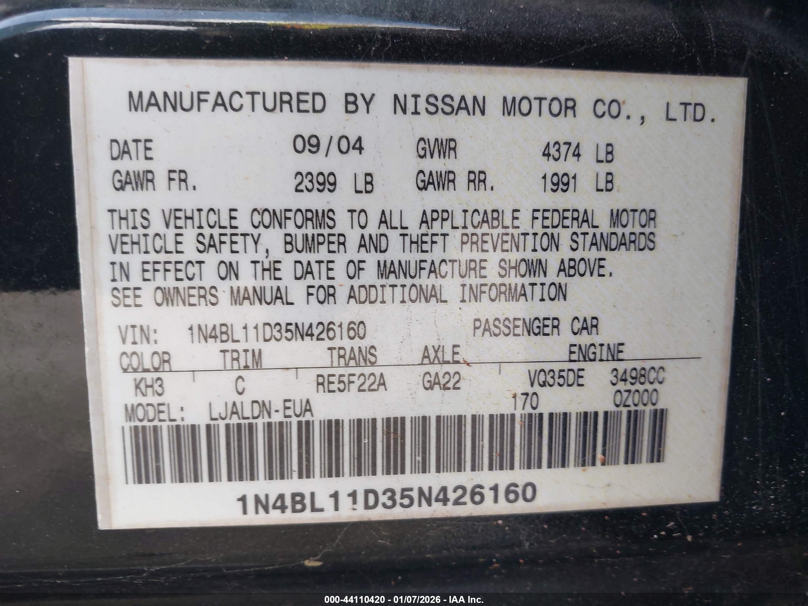 NISSAN ALTIMA image 9