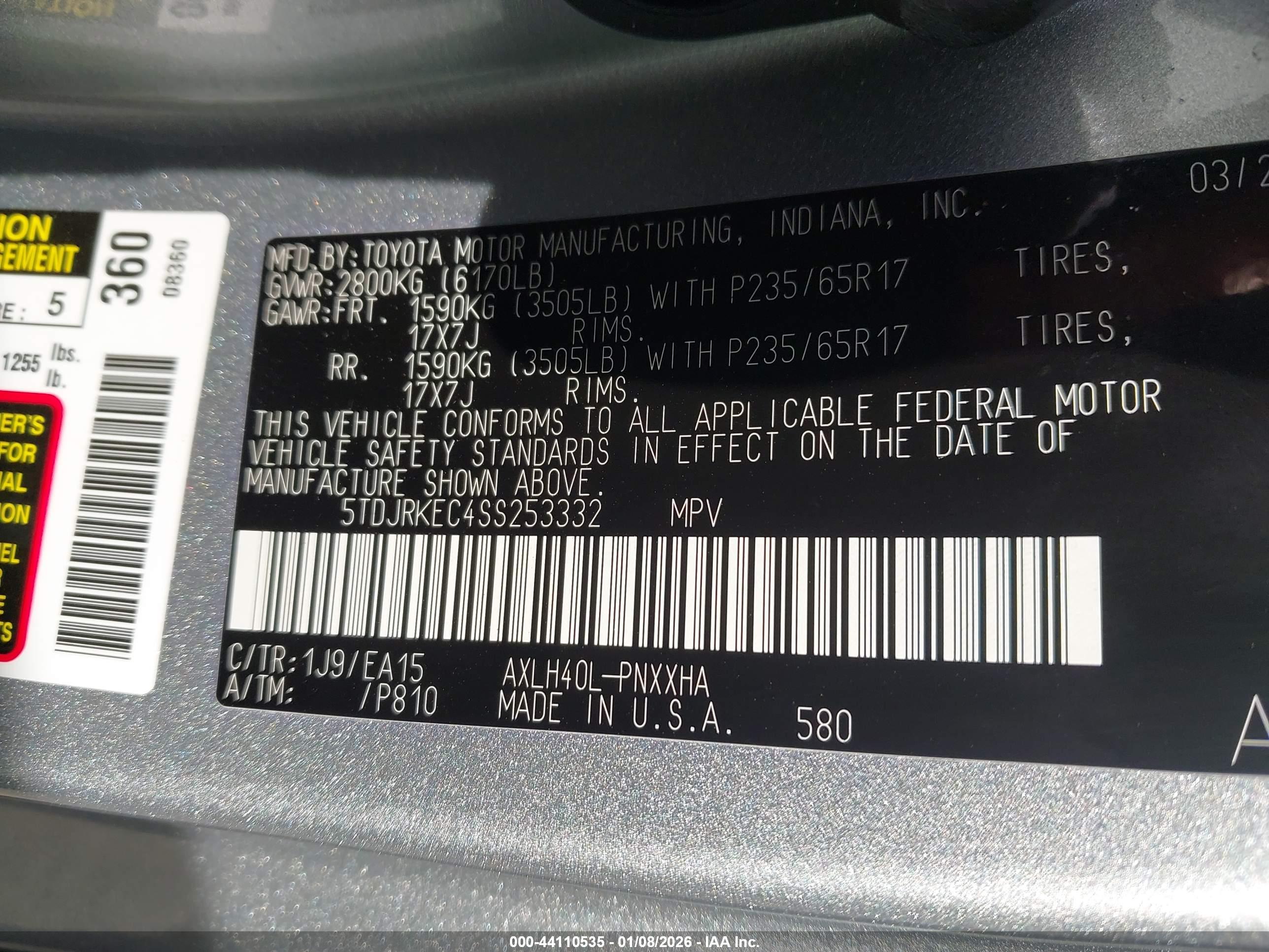 TOYOTA SIENNA image 9