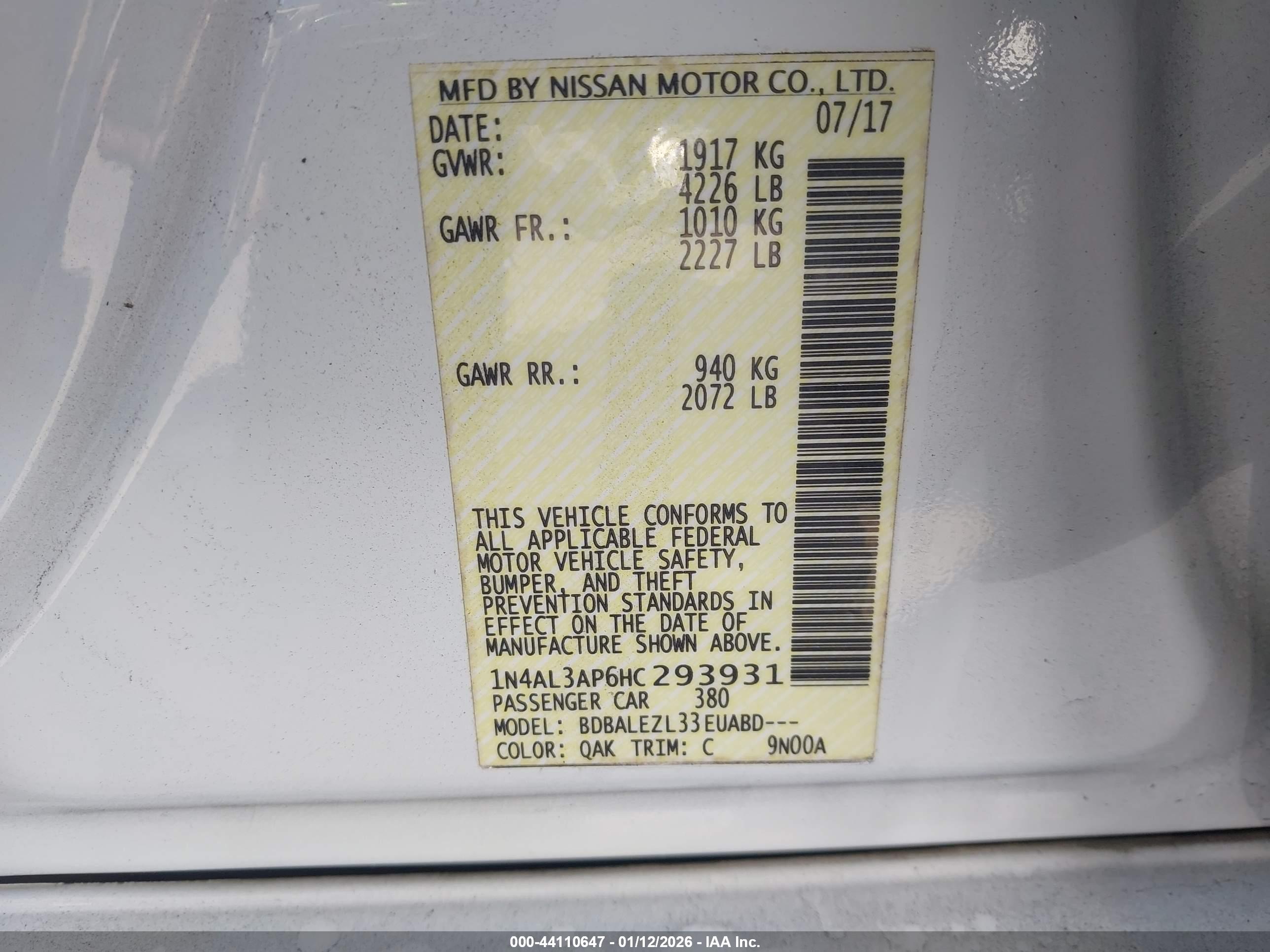 NISSAN ALTIMA image 9
