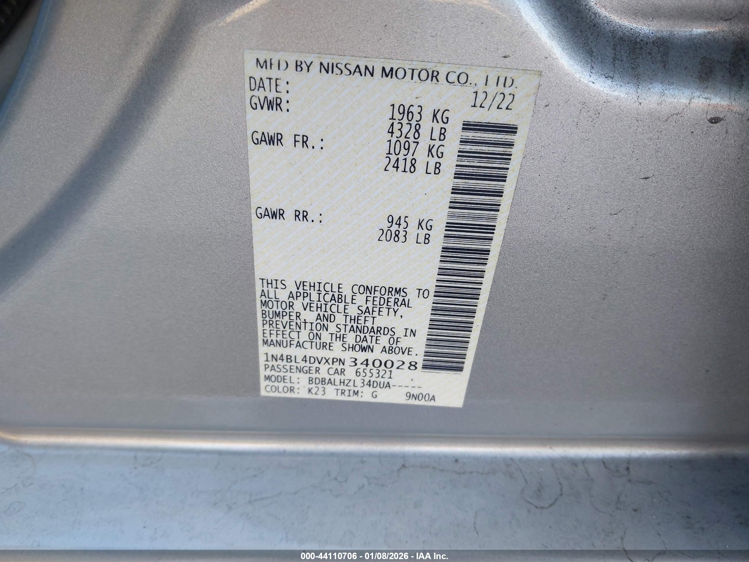 NISSAN ALTIMA image 9