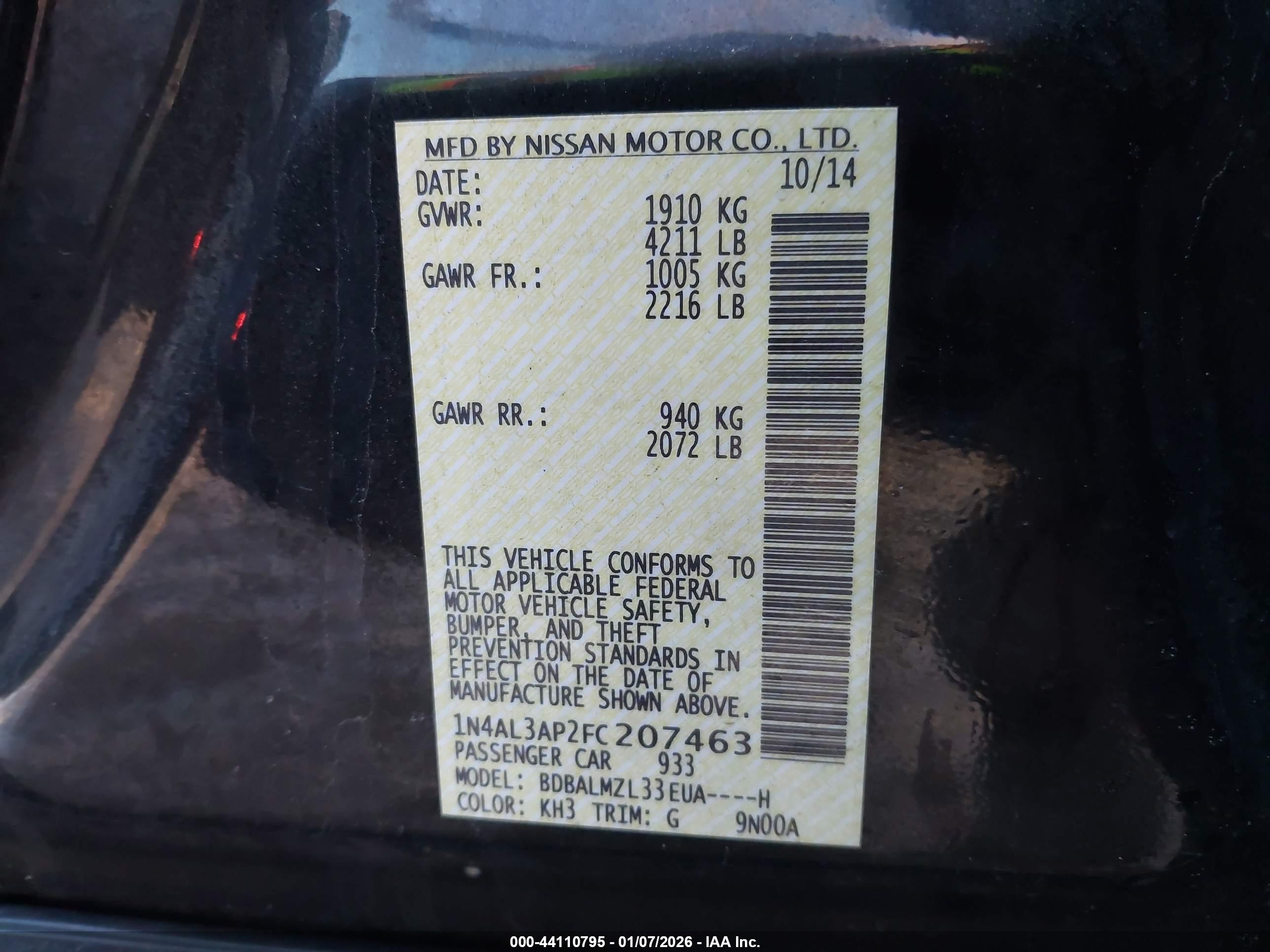 NISSAN ALTIMA image 9
