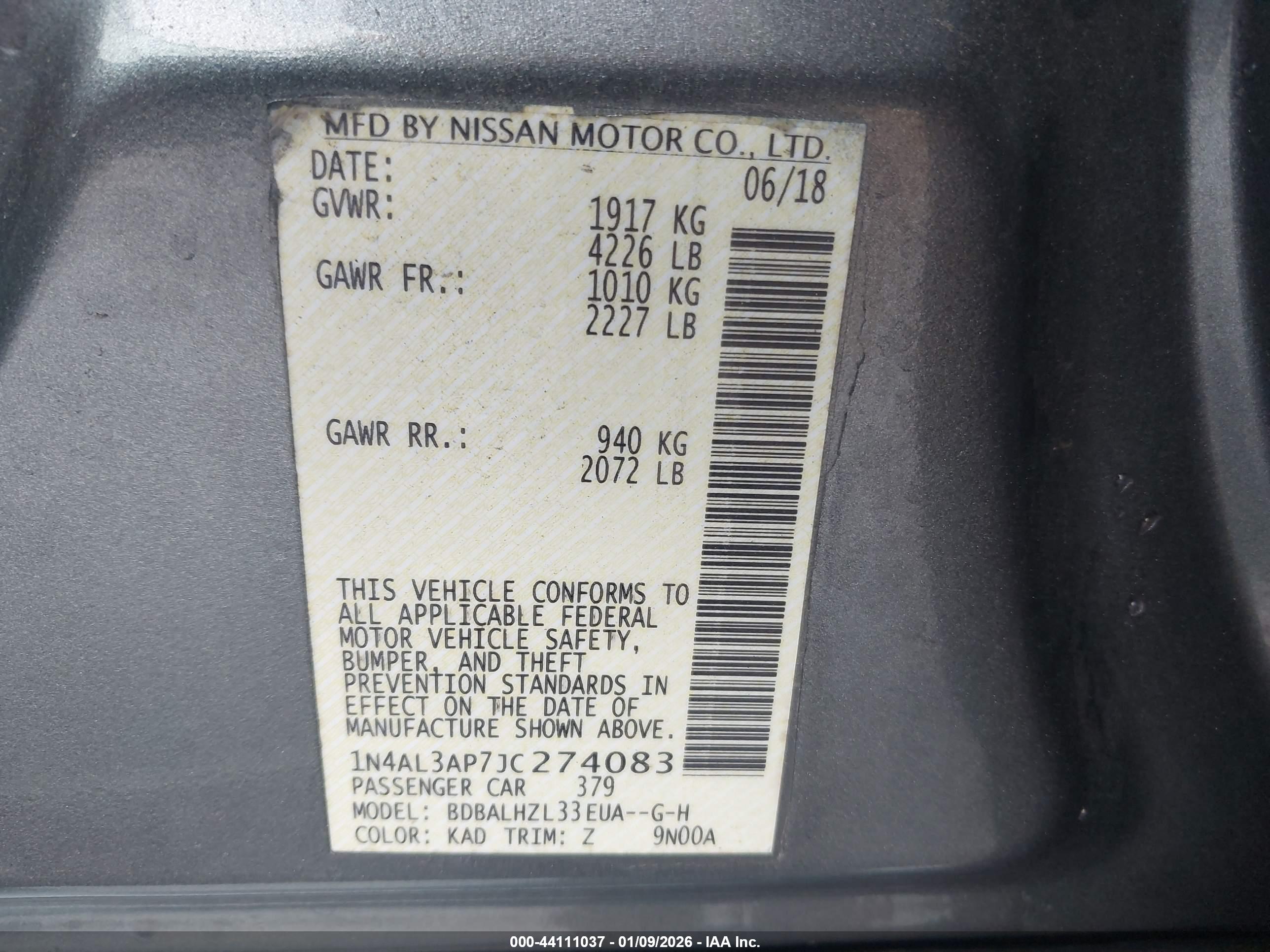 NISSAN ALTIMA image 9
