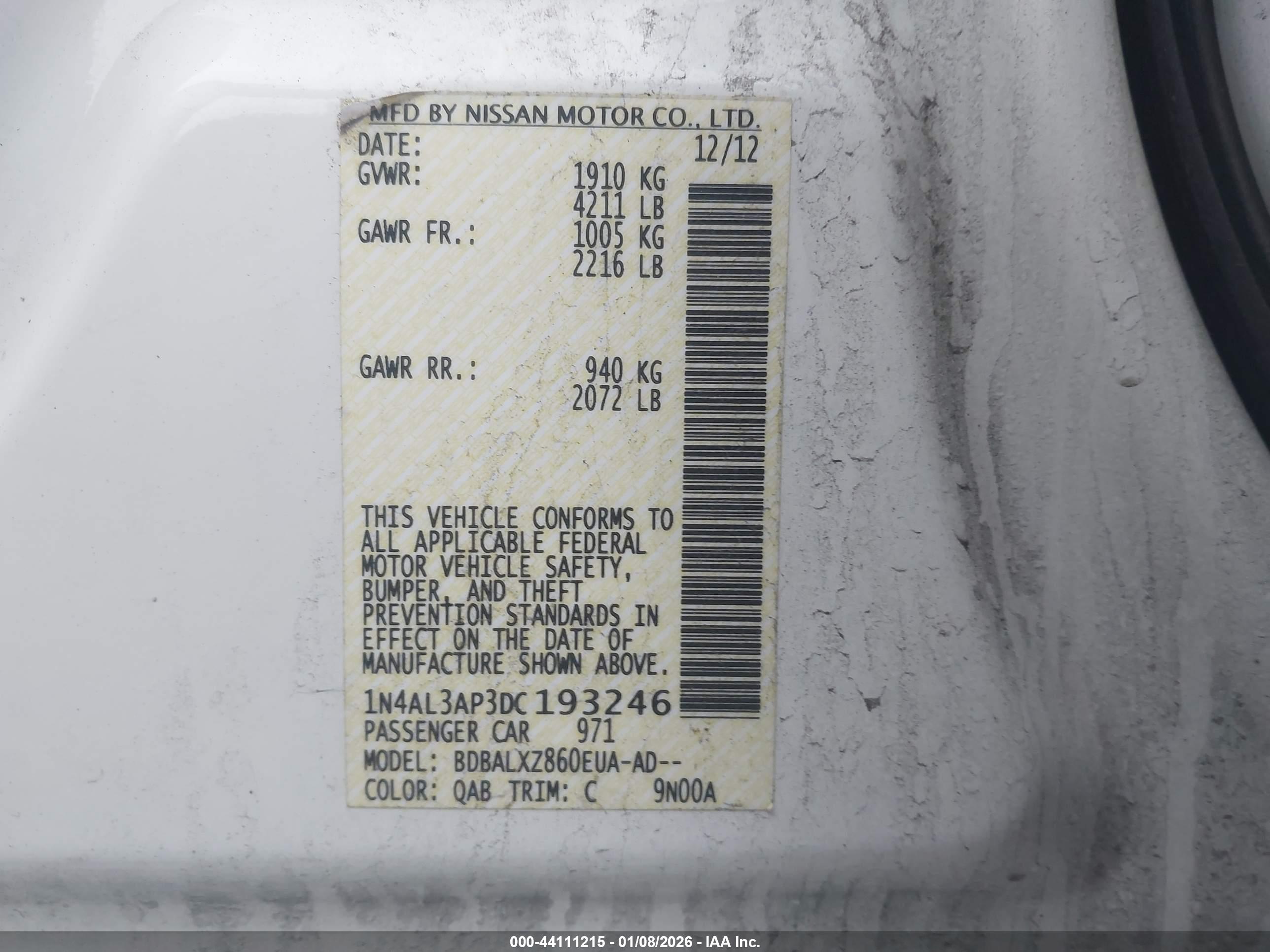 NISSAN ALTIMA image 9