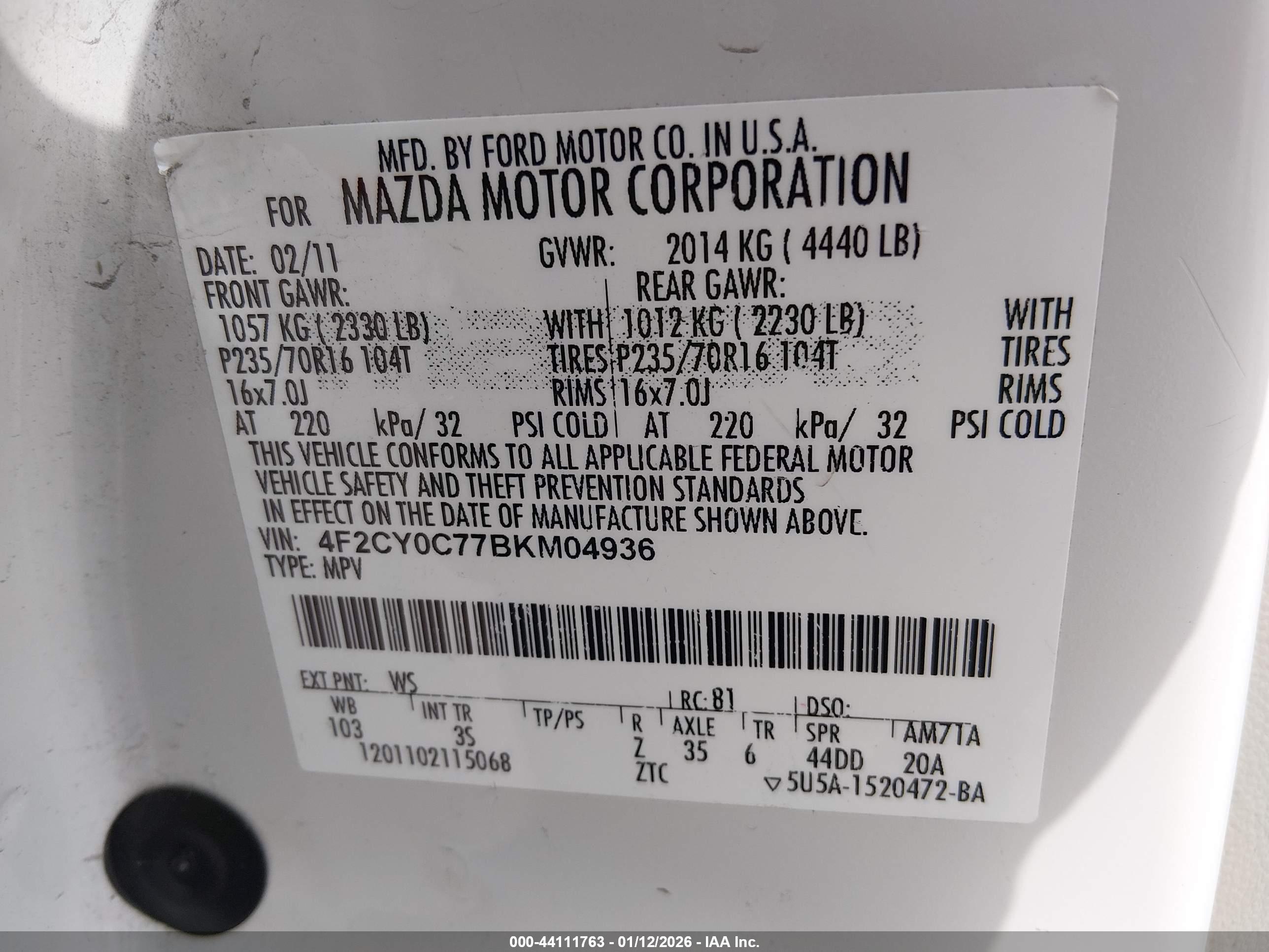 MAZDA TRIBUTE image 9