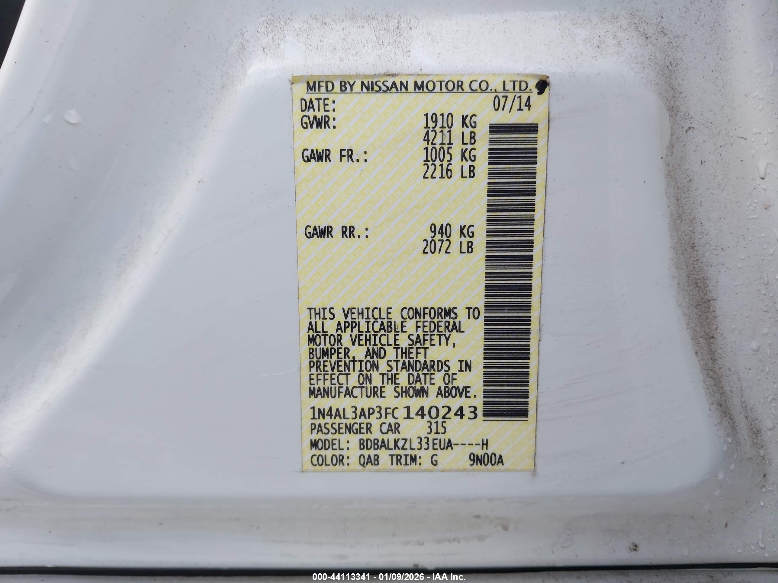 NISSAN ALTIMA image 9