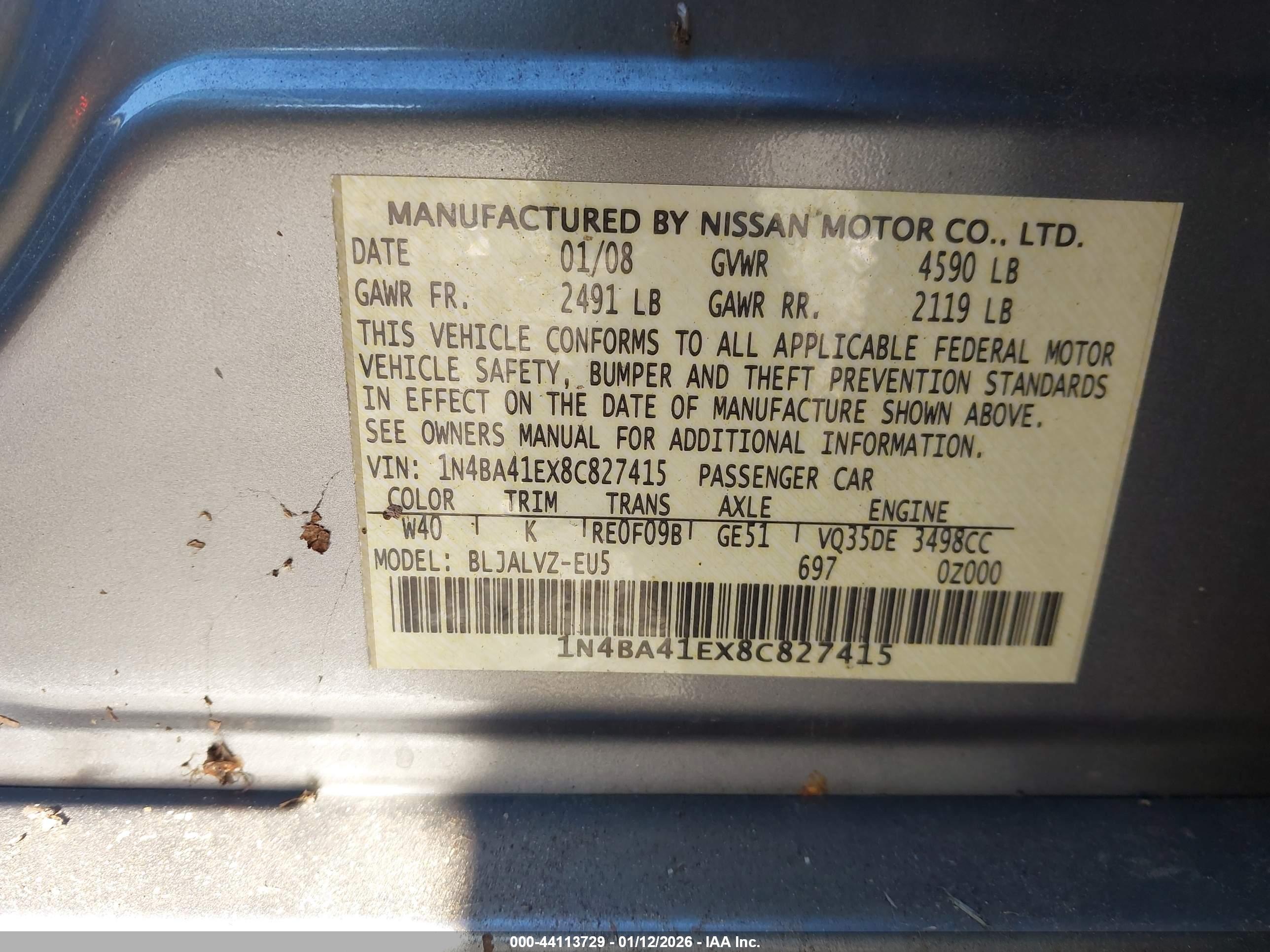 NISSAN MAXIMA image 9