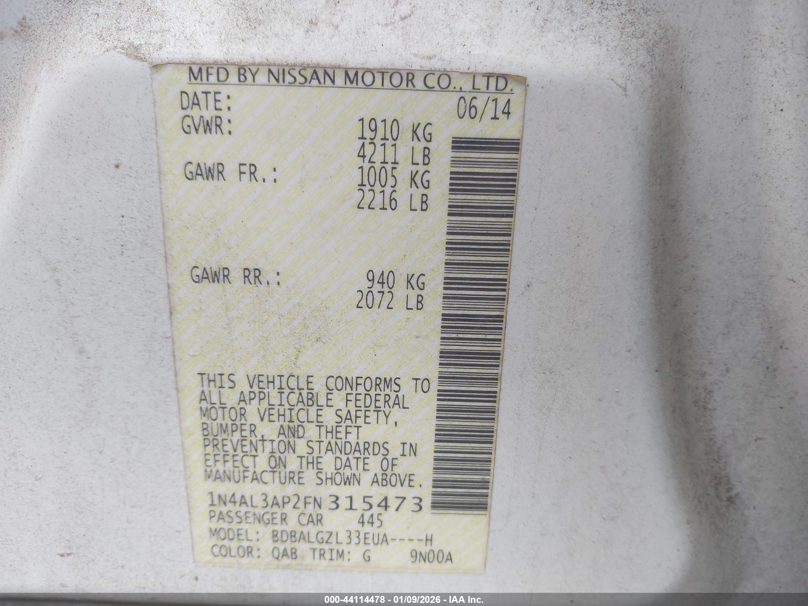 NISSAN ALTIMA image 9