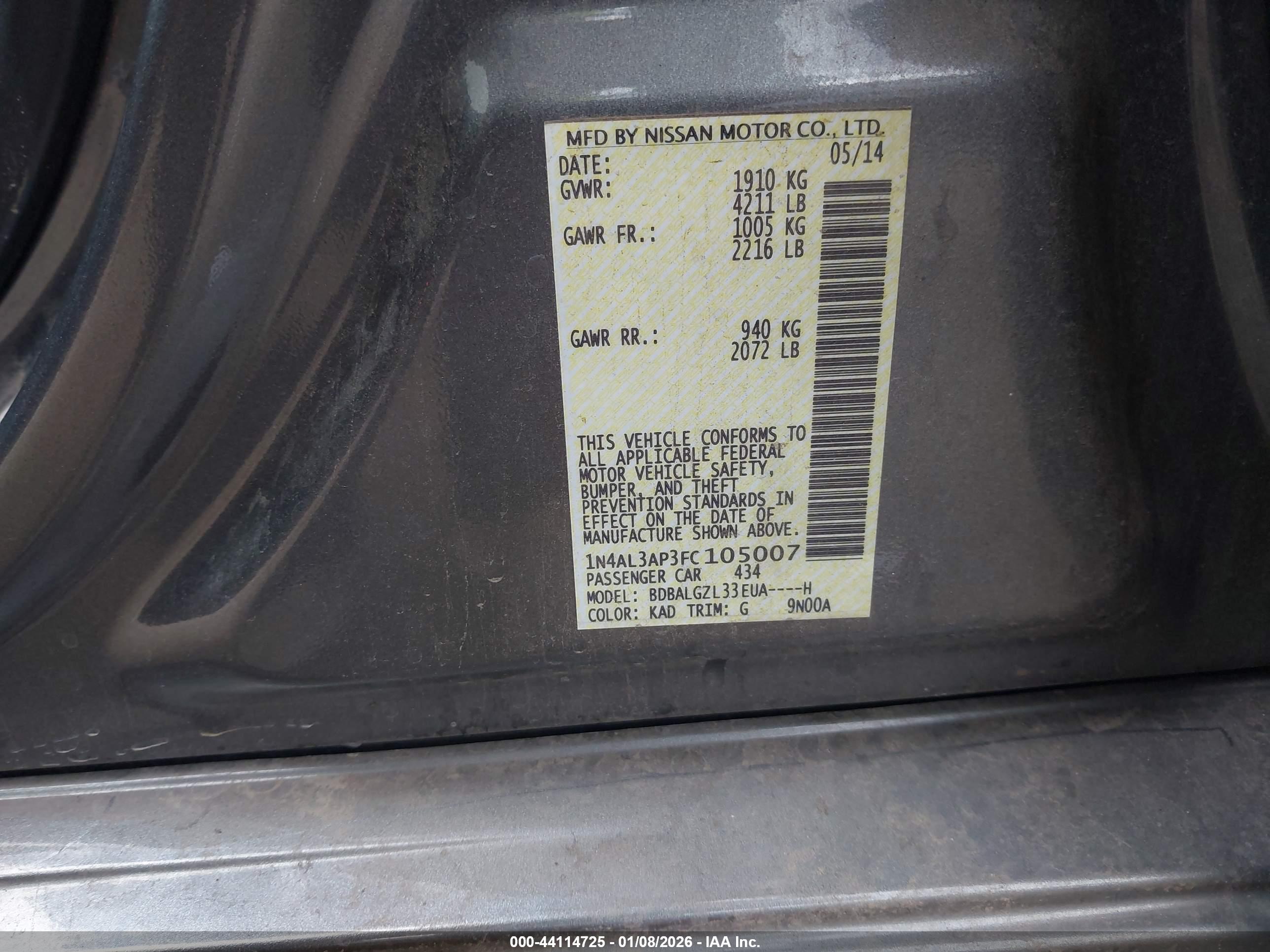 NISSAN ALTIMA image 9