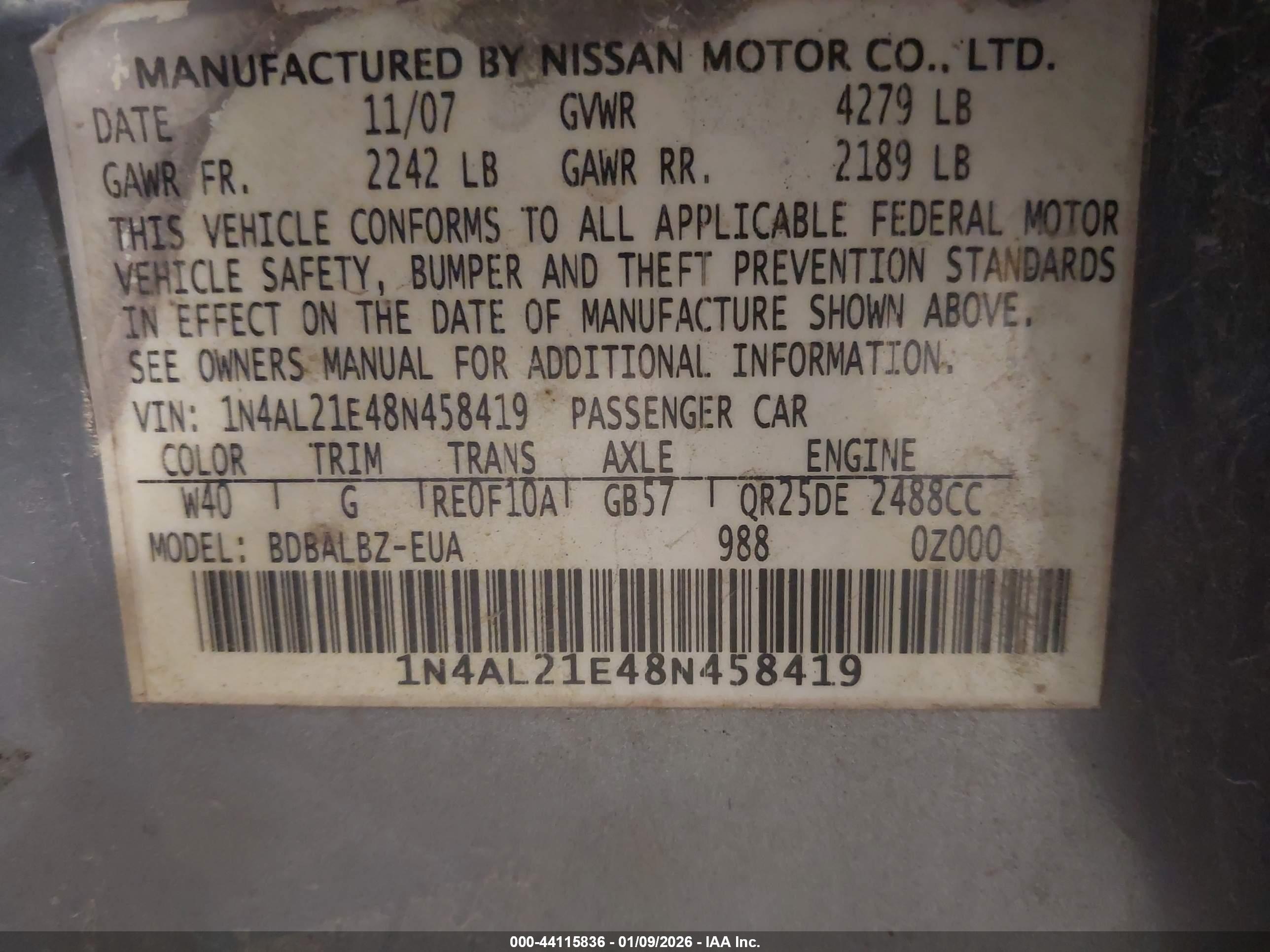 NISSAN ALTIMA image 9