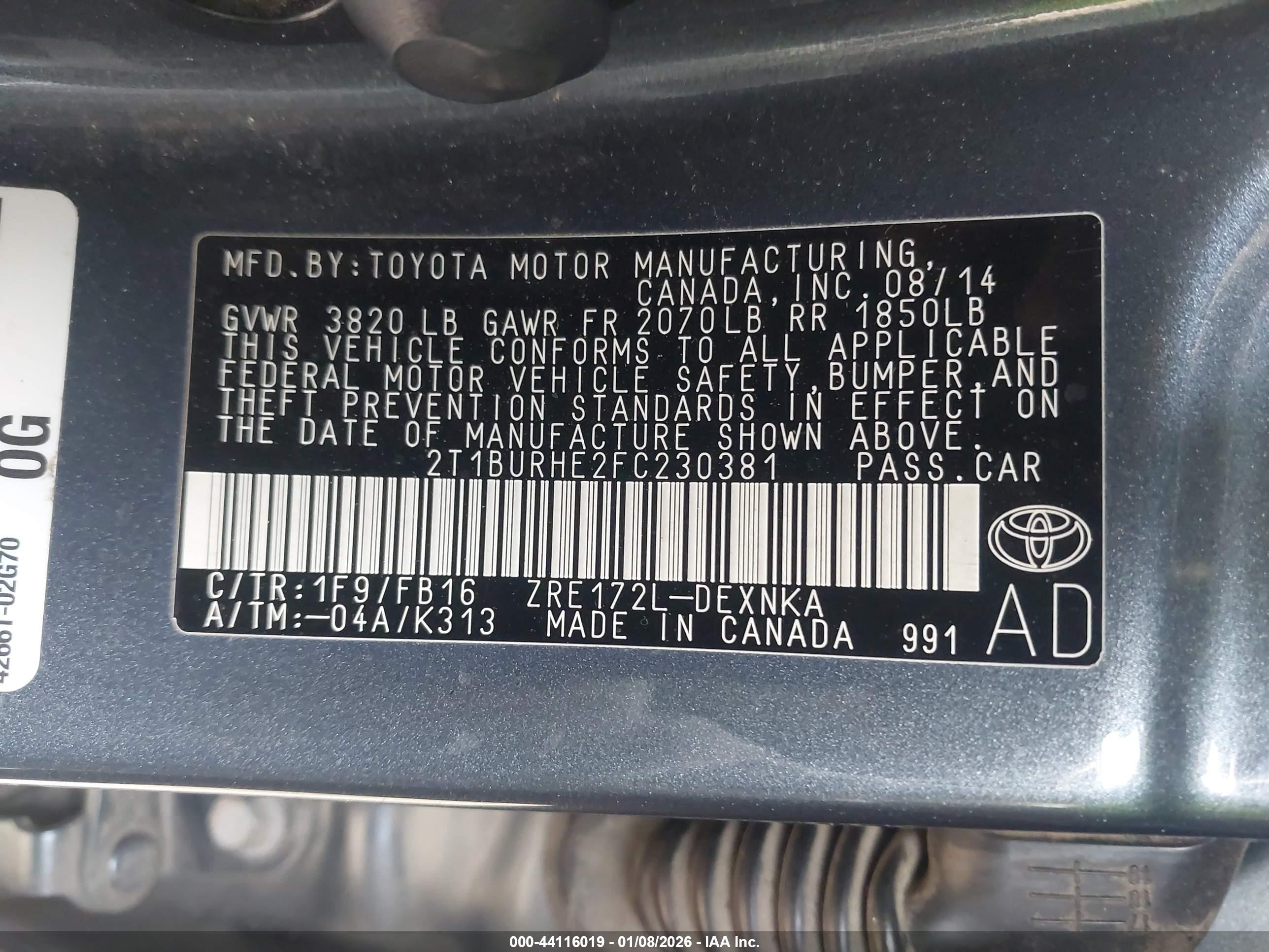 TOYOTA COROLLA image 9