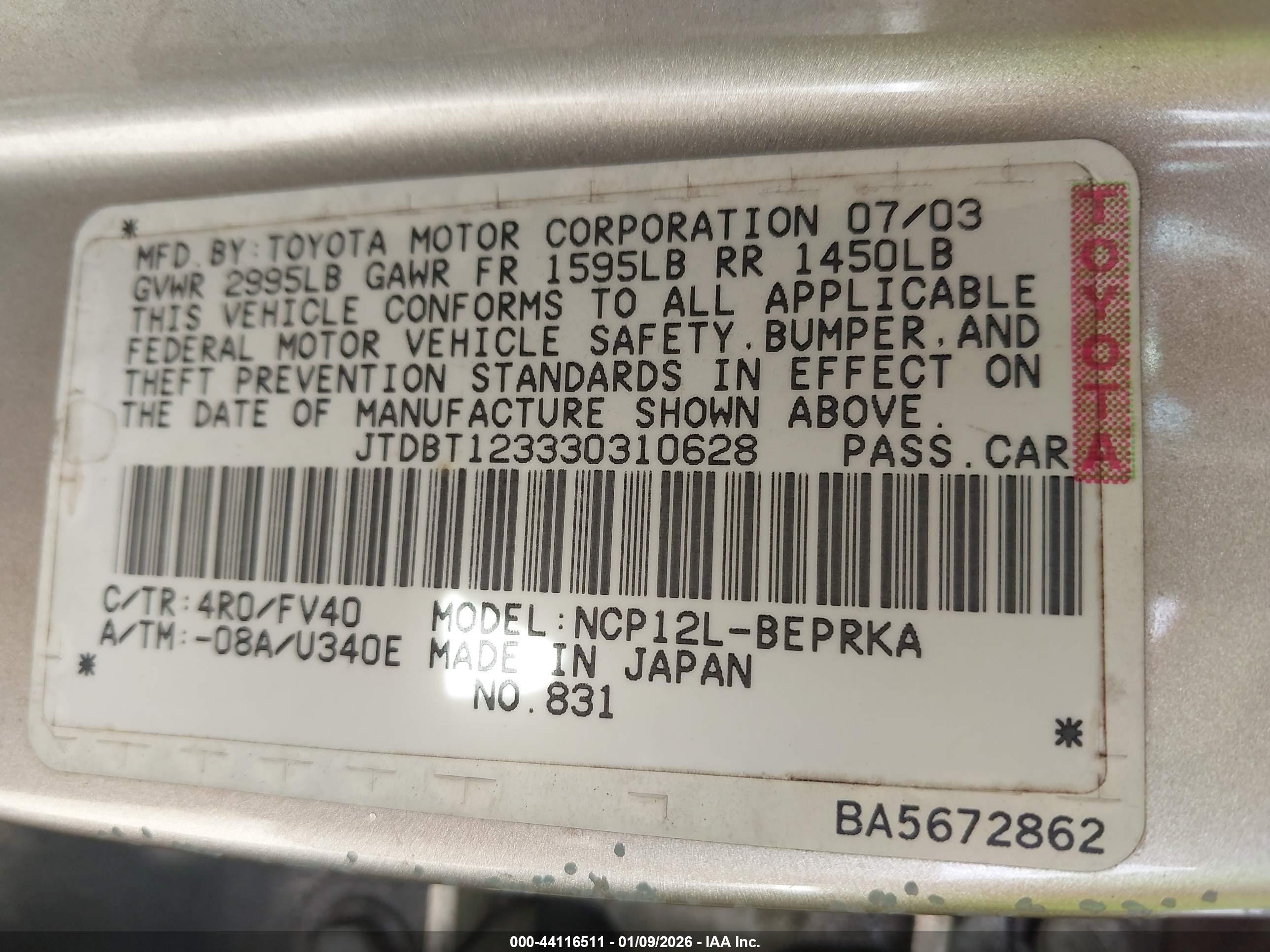 TOYOTA ECHO image 9