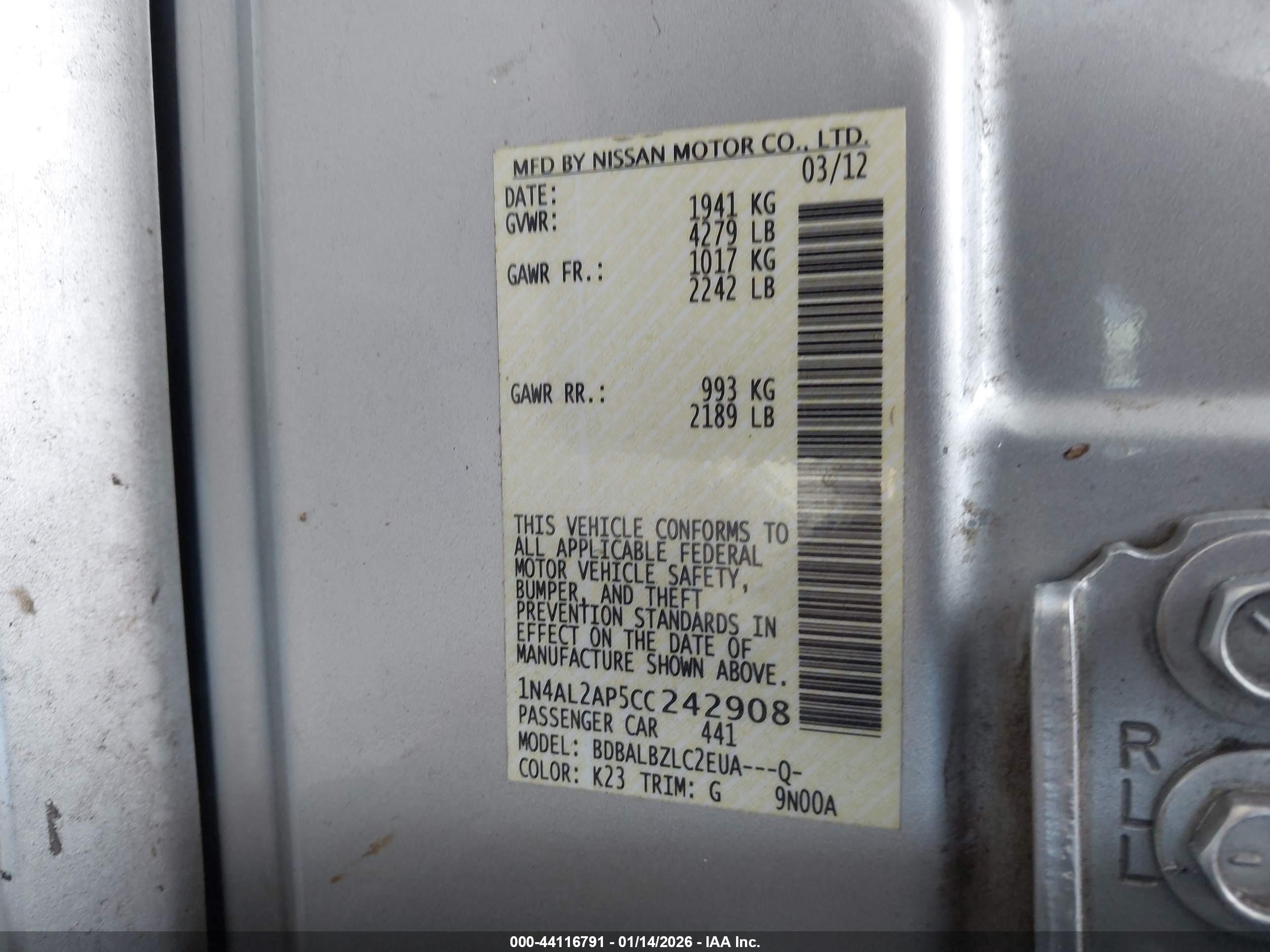 NISSAN ALTIMA image 9