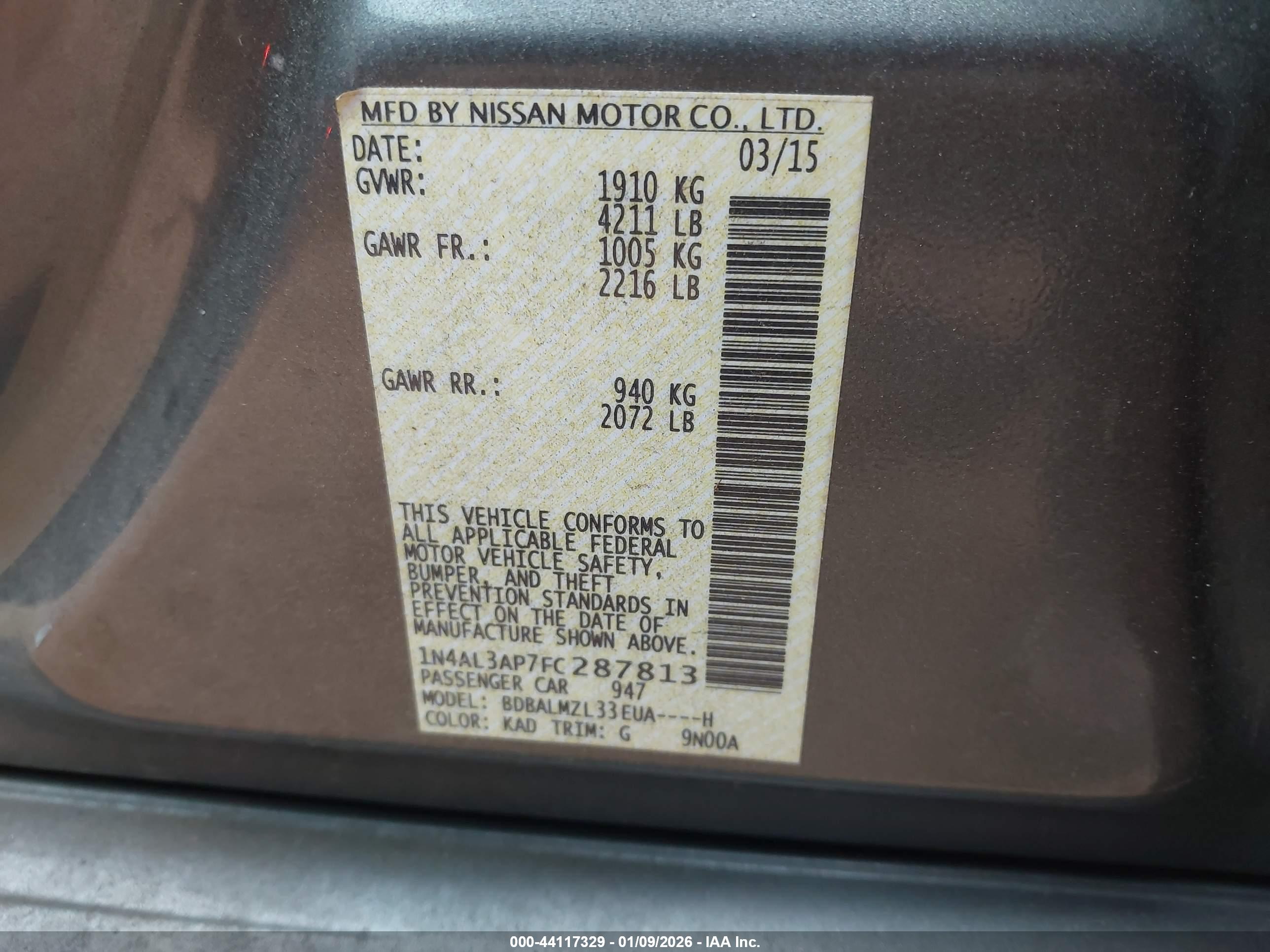 NISSAN ALTIMA image 9