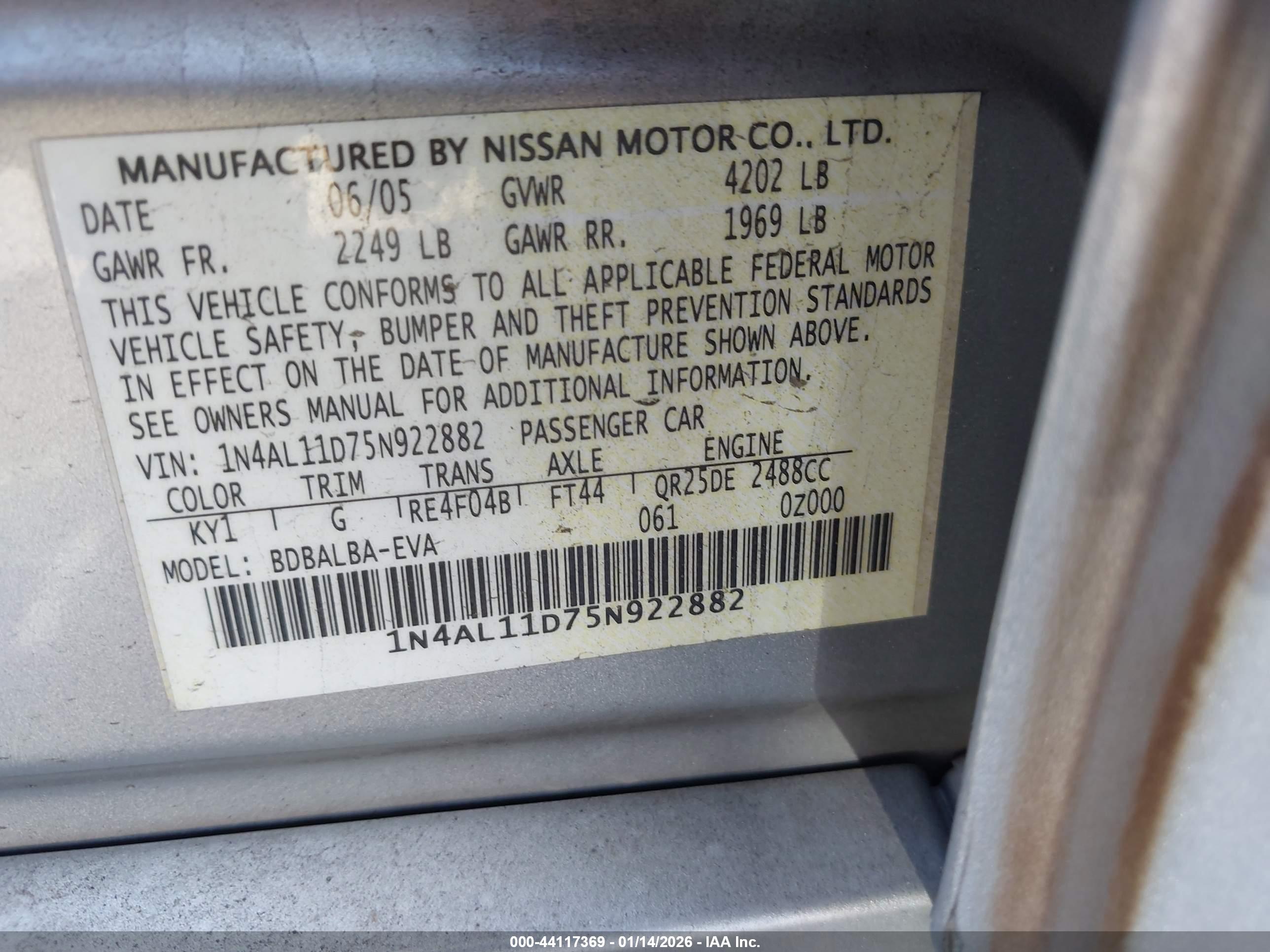 NISSAN ALTIMA image 9