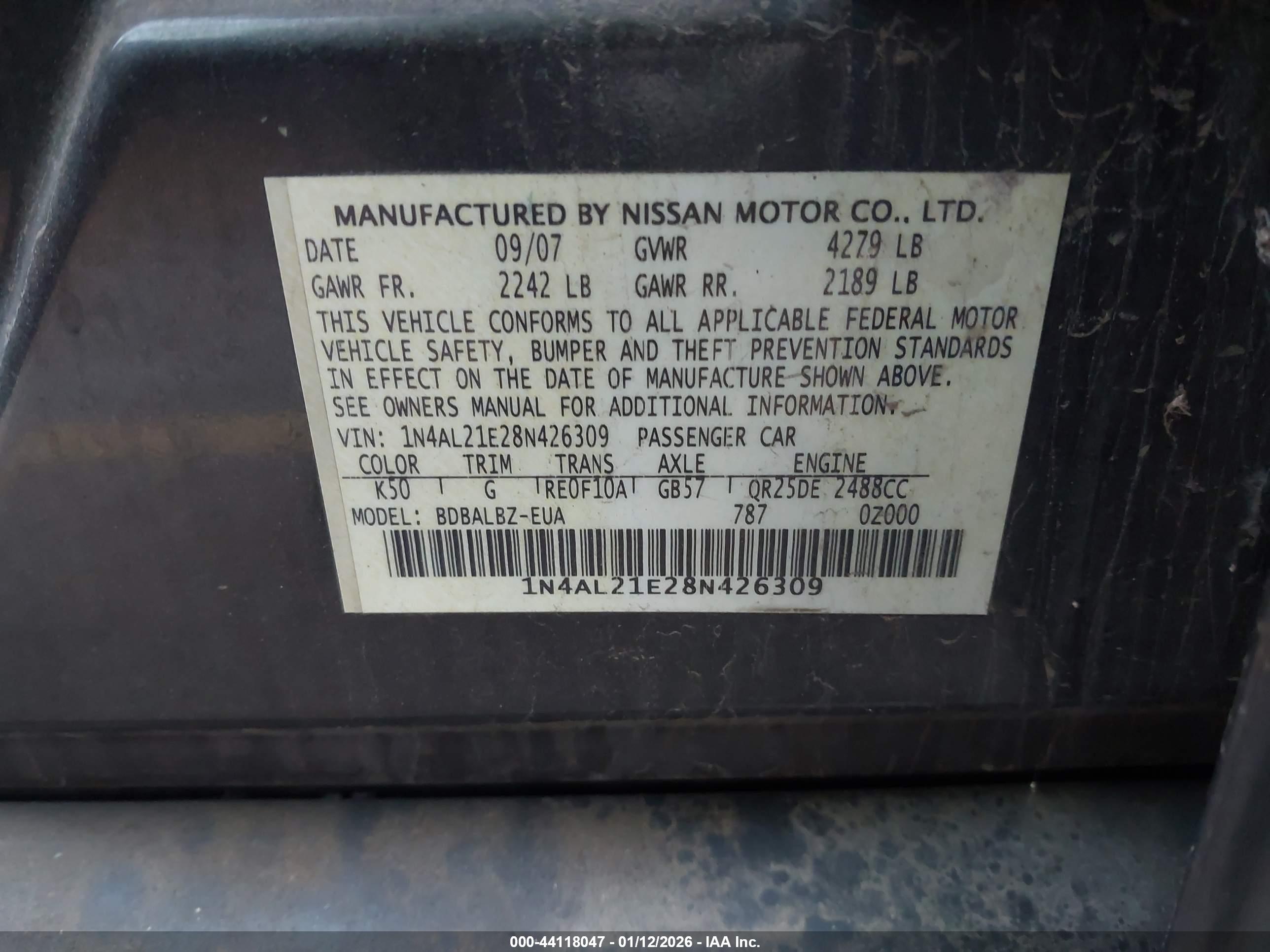 NISSAN ALTIMA image 9