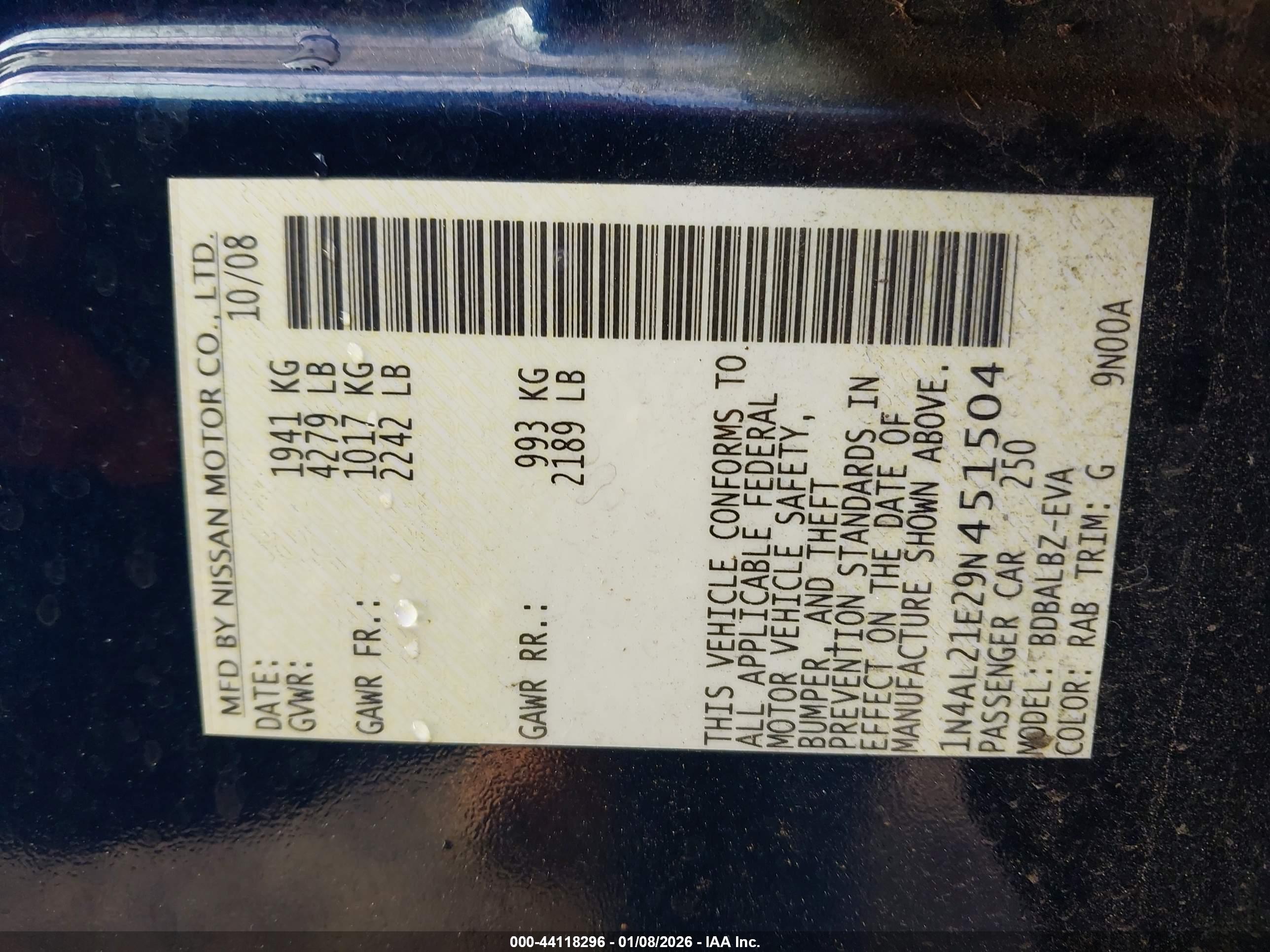 NISSAN ALTIMA image 9
