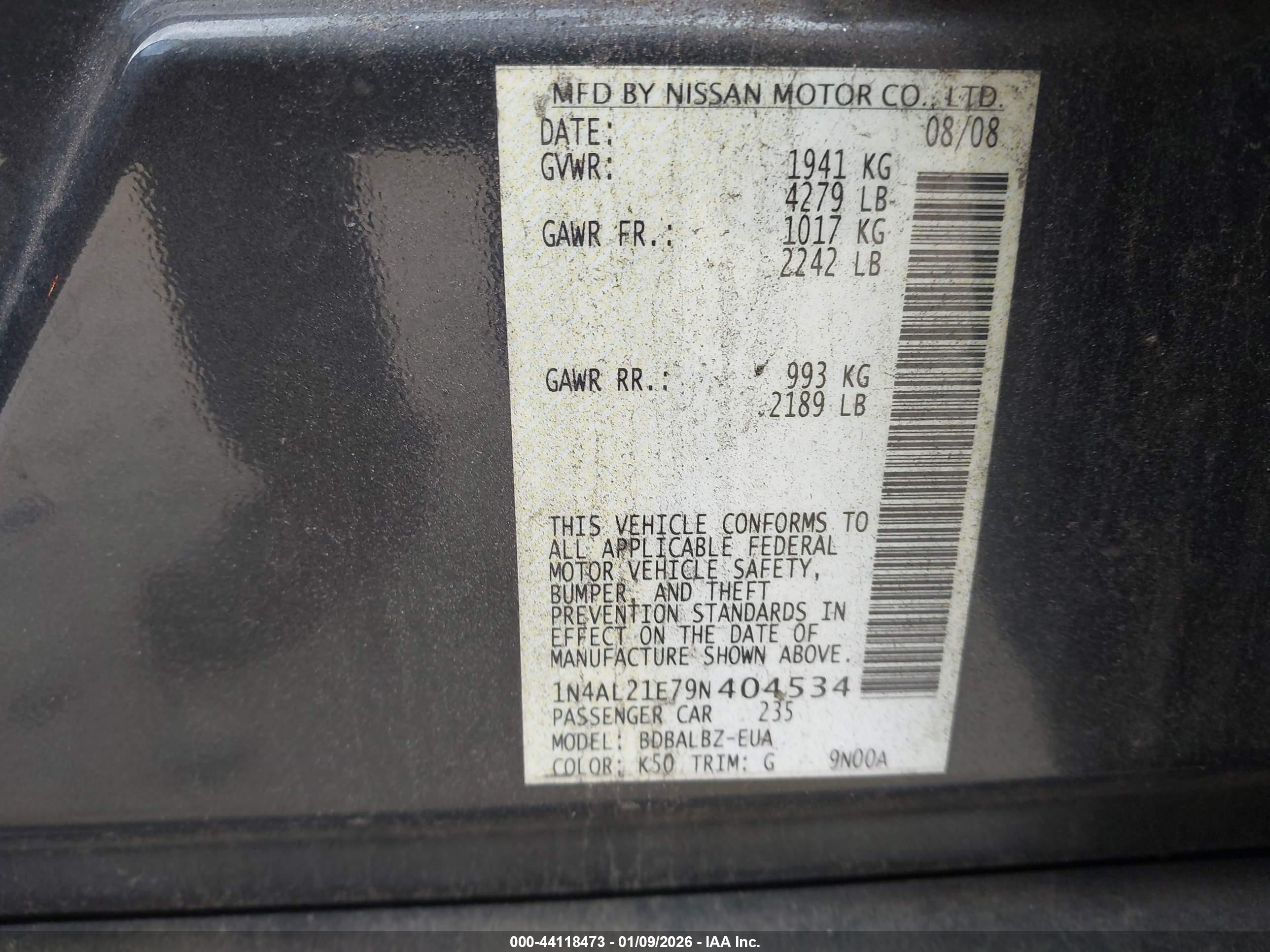 NISSAN ALTIMA image 9
