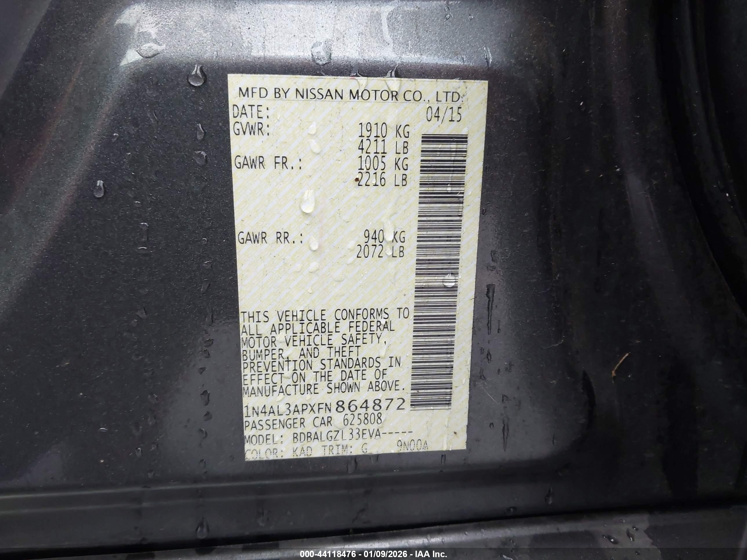 NISSAN ALTIMA image 9