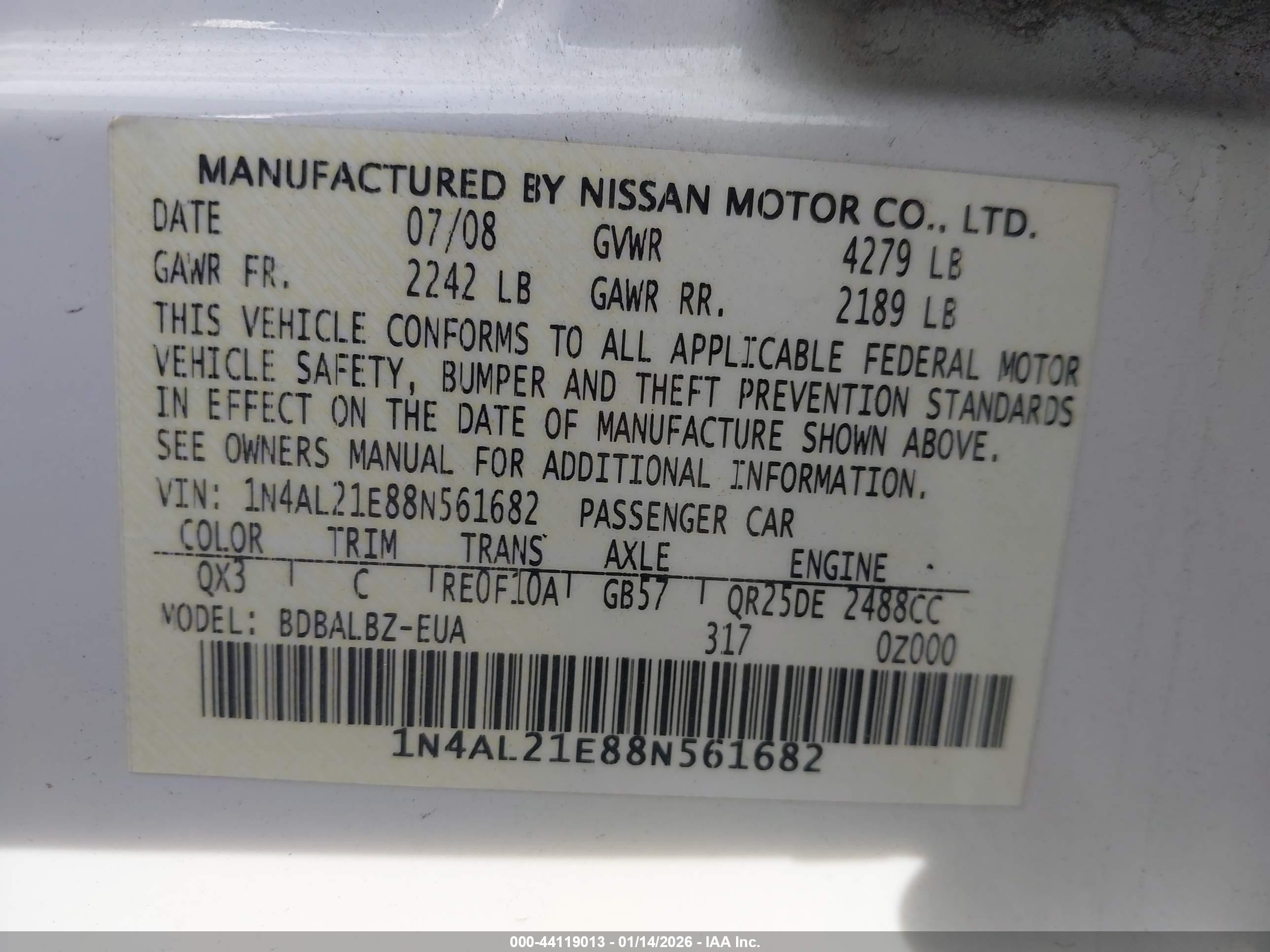 NISSAN ALTIMA image 9