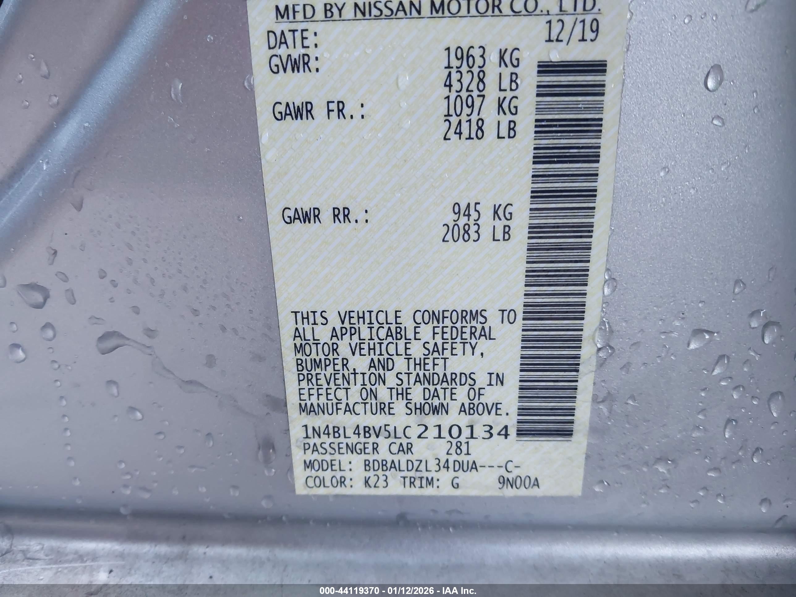 NISSAN ALTIMA image 9