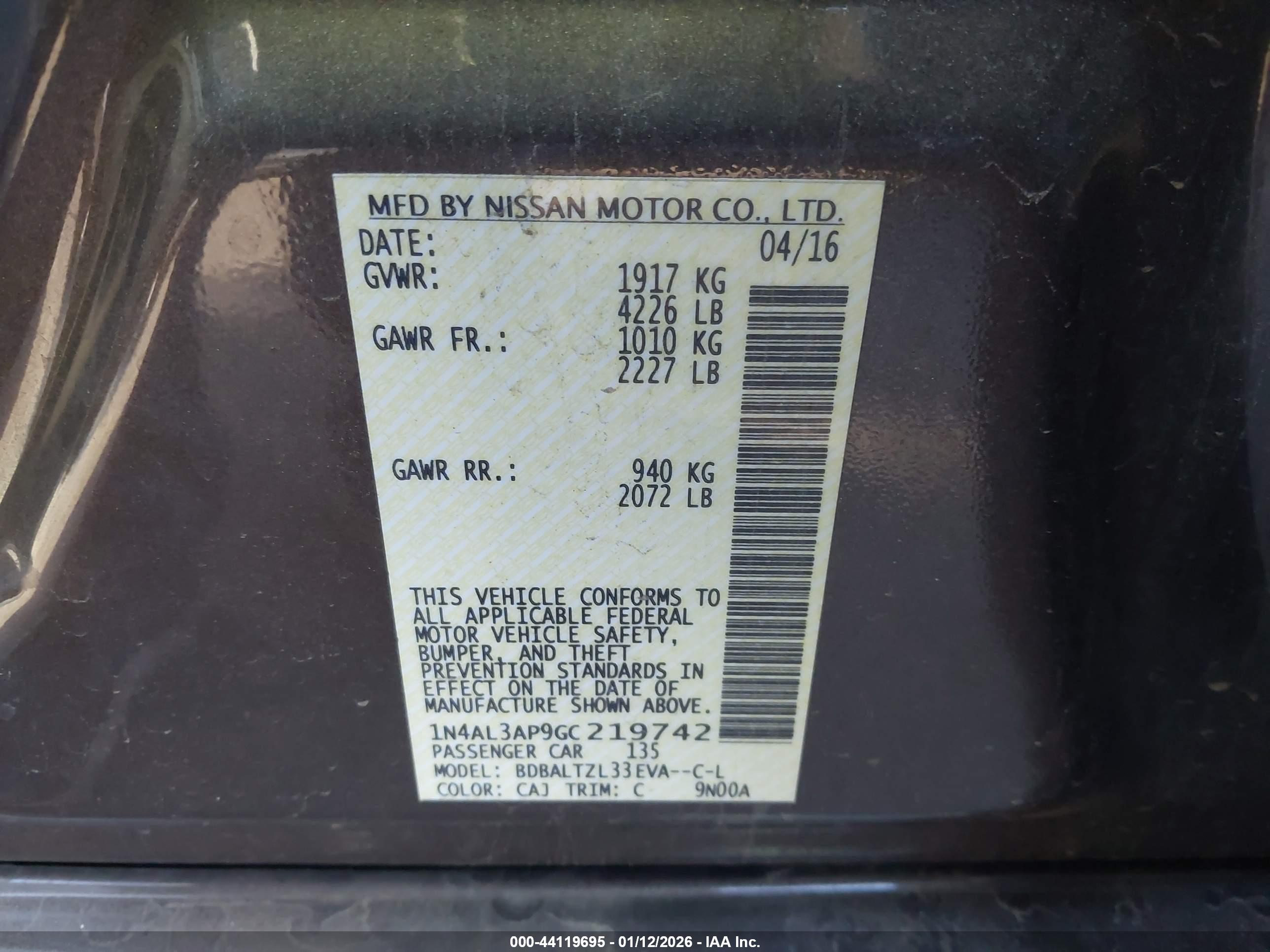 NISSAN ALTIMA image 9