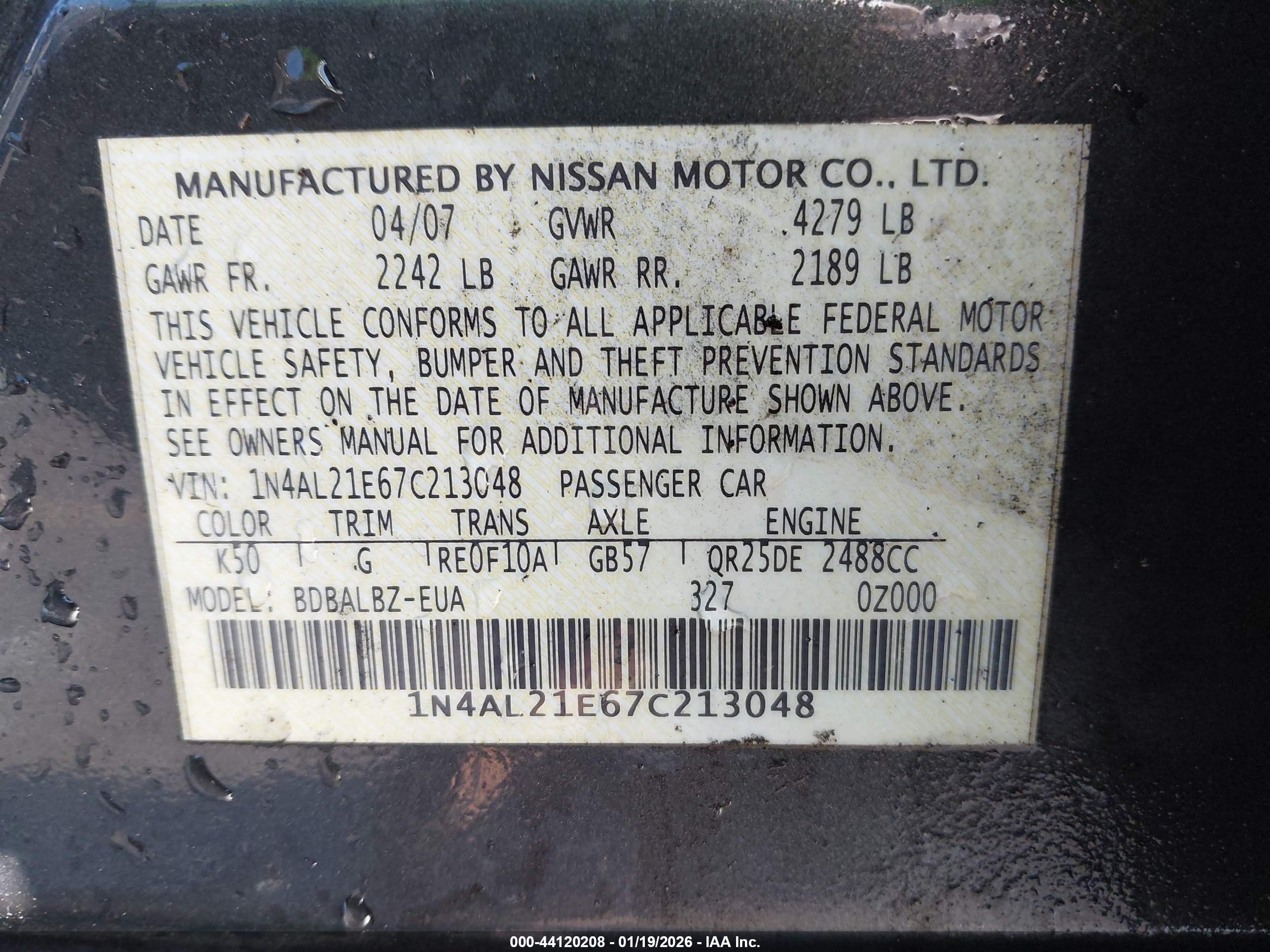 NISSAN ALTIMA image 9
