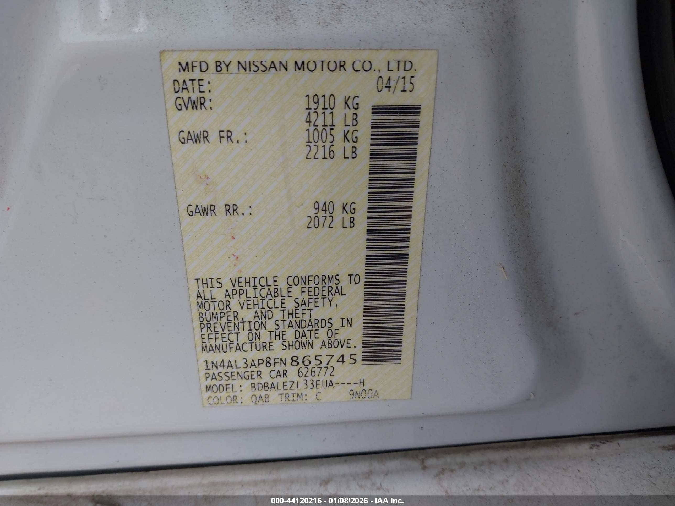 NISSAN ALTIMA image 9